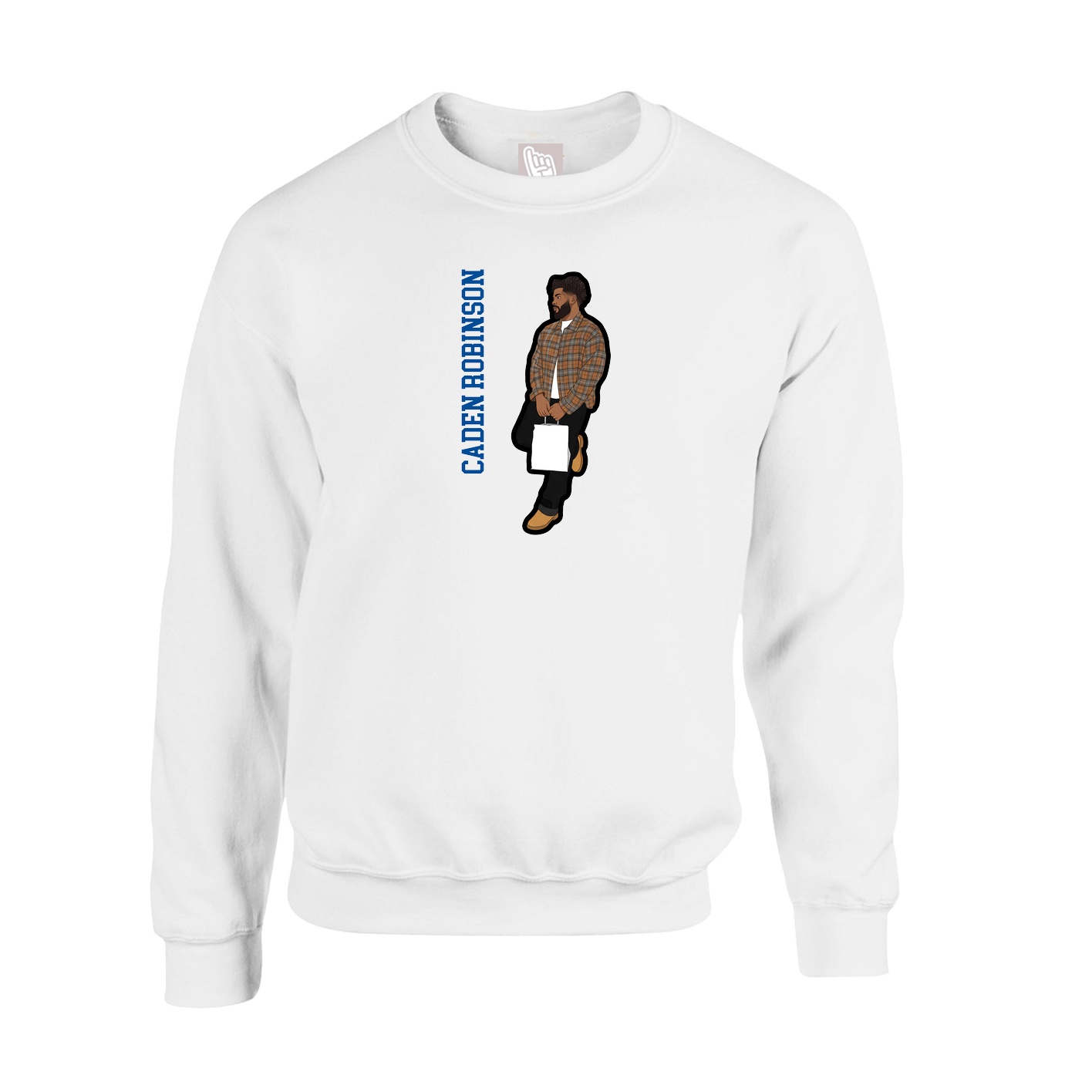 Fleece Crew — Name Vertical in White