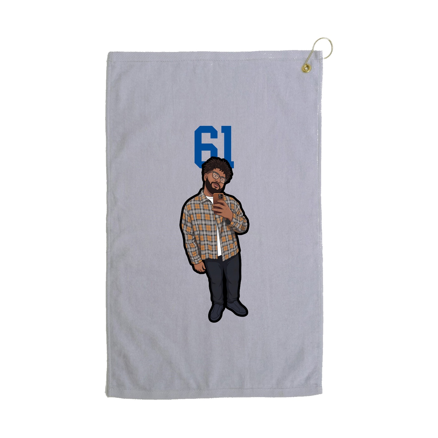Golf Towel — Number Top in Grey