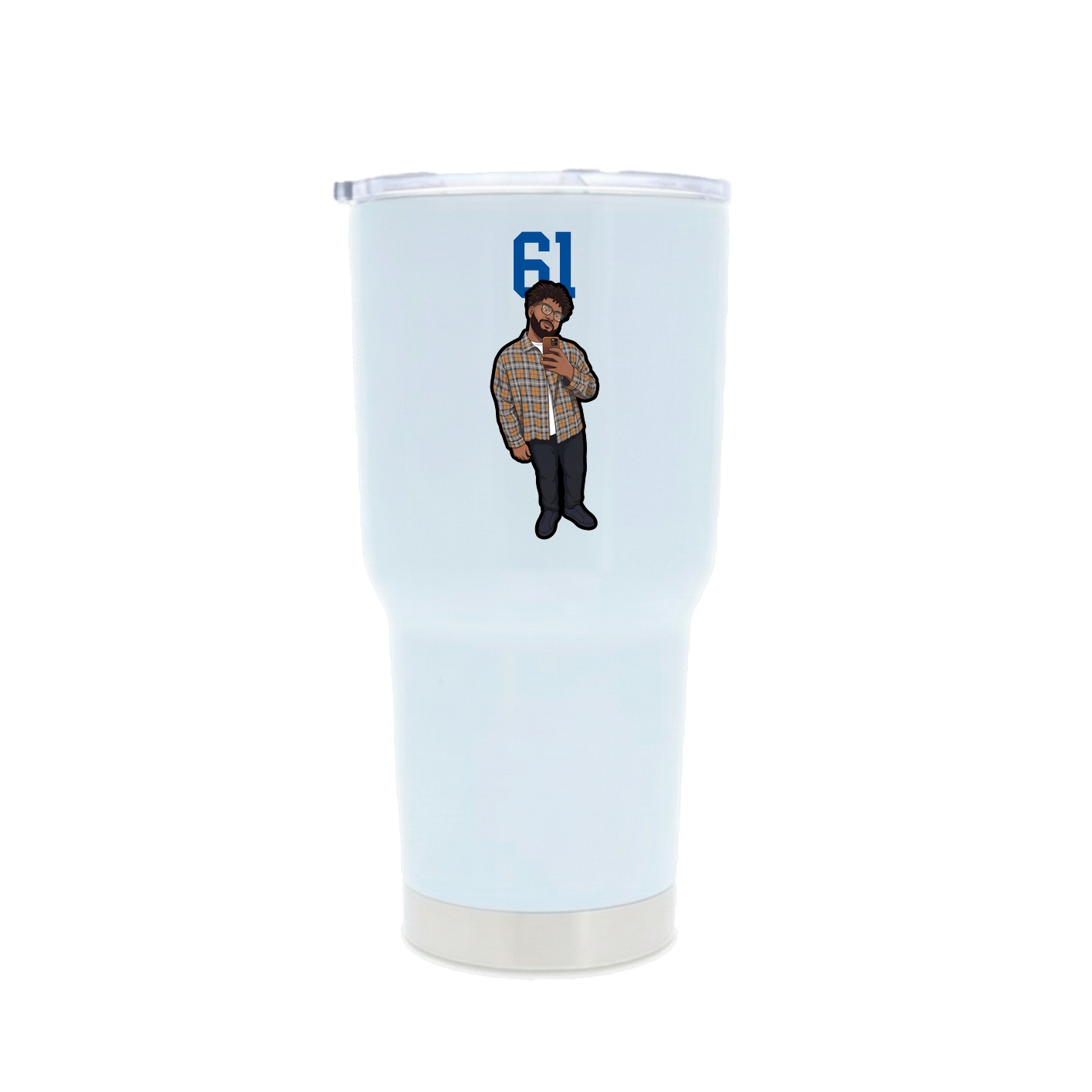 30oz Stainless Steel Tumbler — Number Top in White