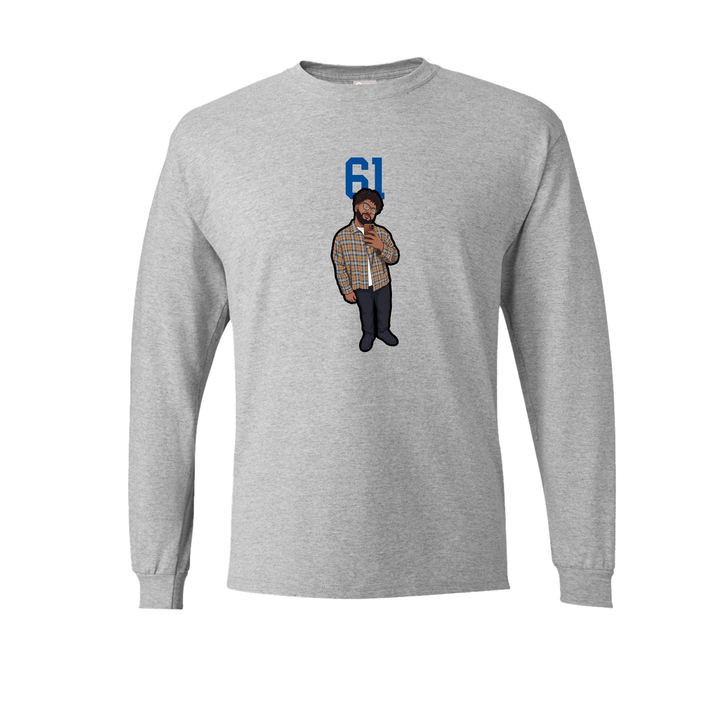 Long Sleeve Tee — Number Top in Grey