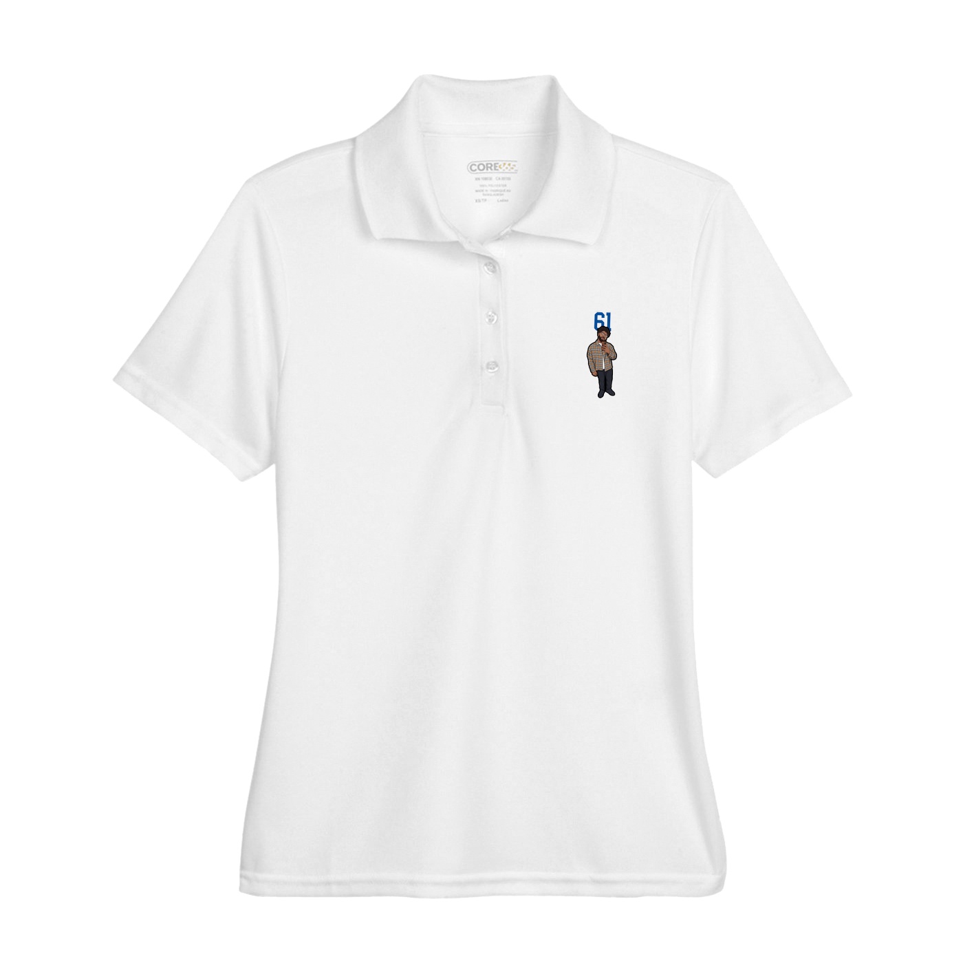 Womens Performance Polo — Number Top in White