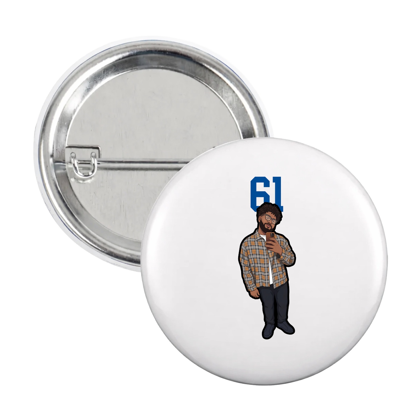 Game Day Button — Number Top in White