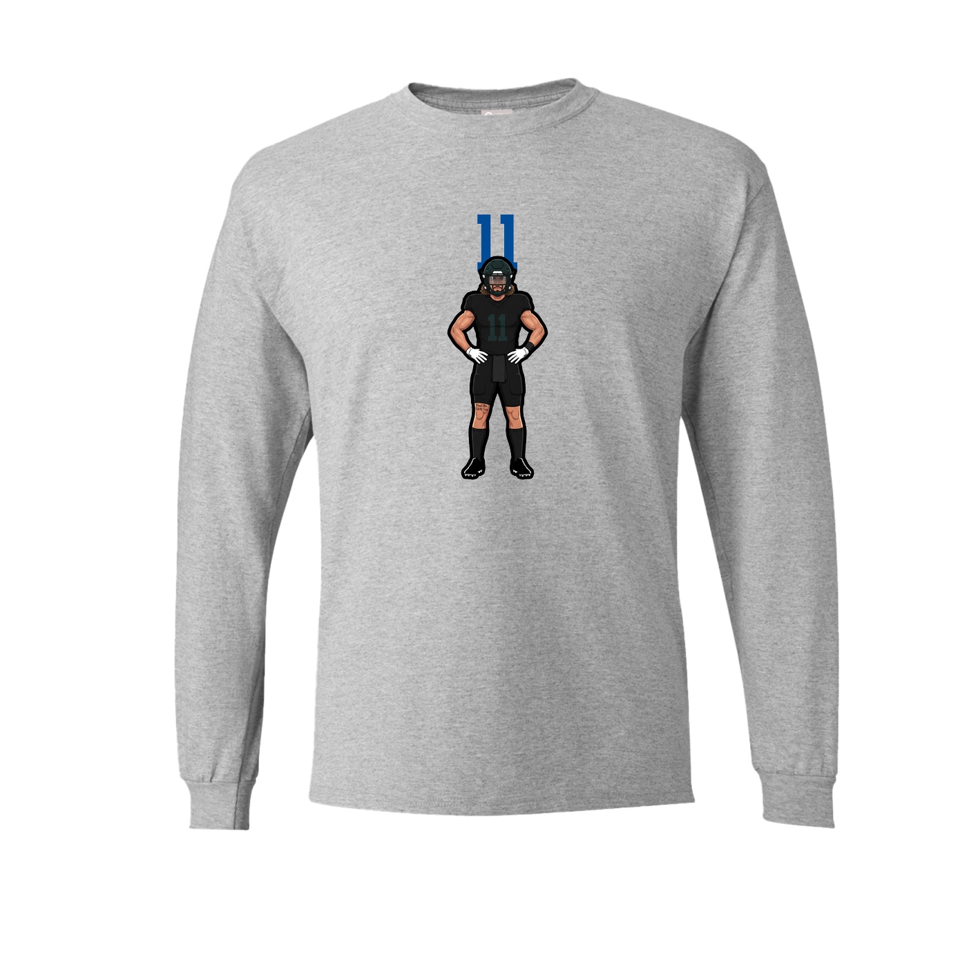 Long Sleeve Tee — Number Top in Grey