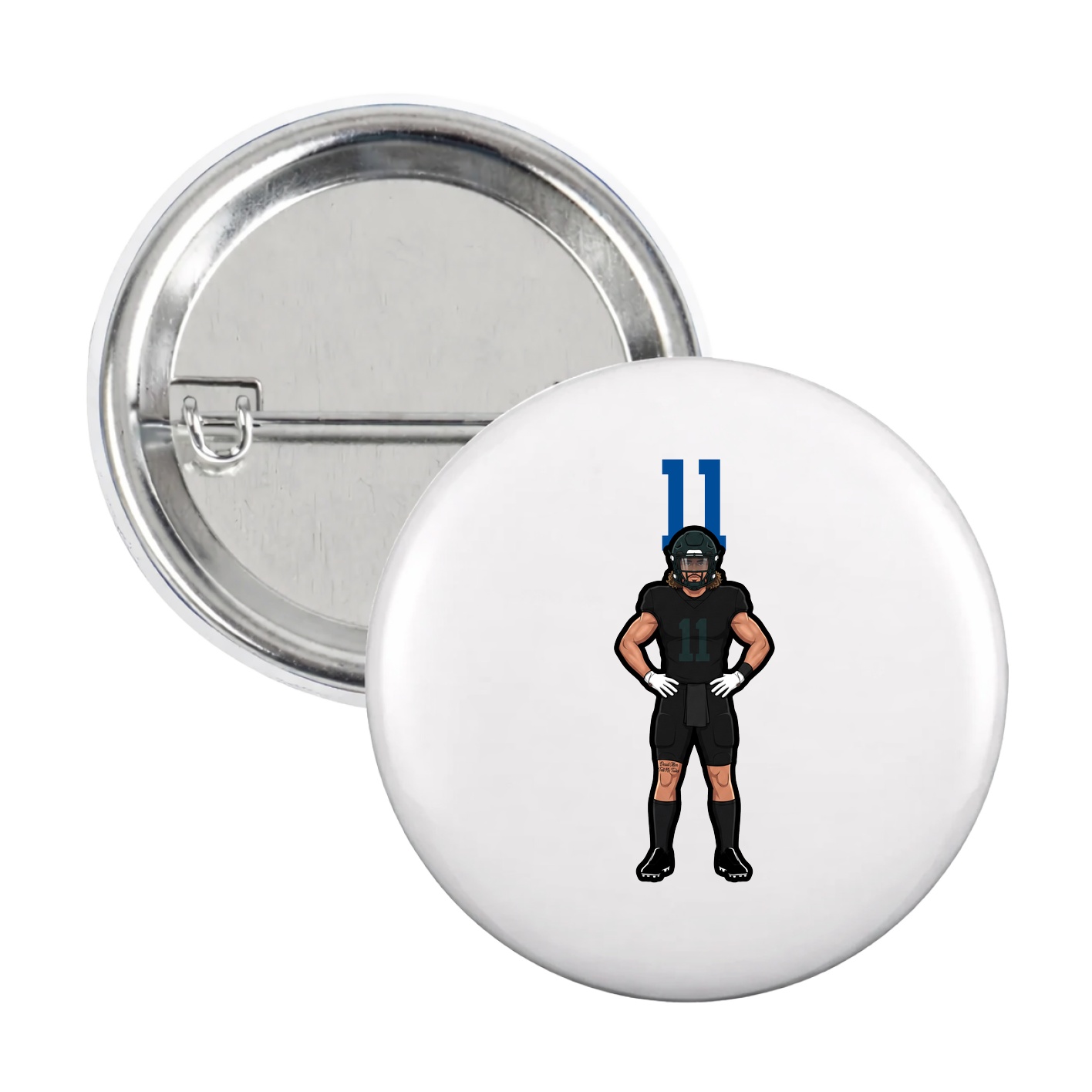 Game Day Button — Number Top in White