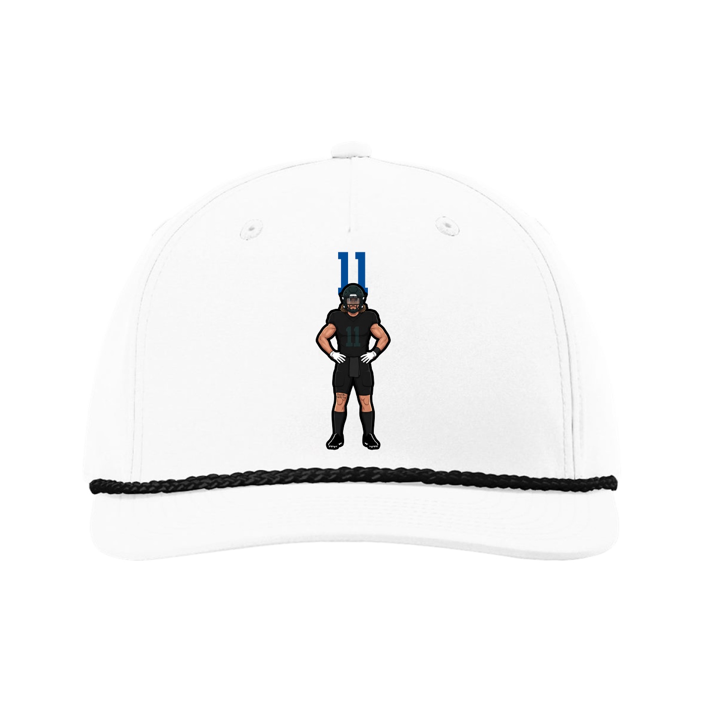 Five-Panel Classic Rope Cap — Number Top in White