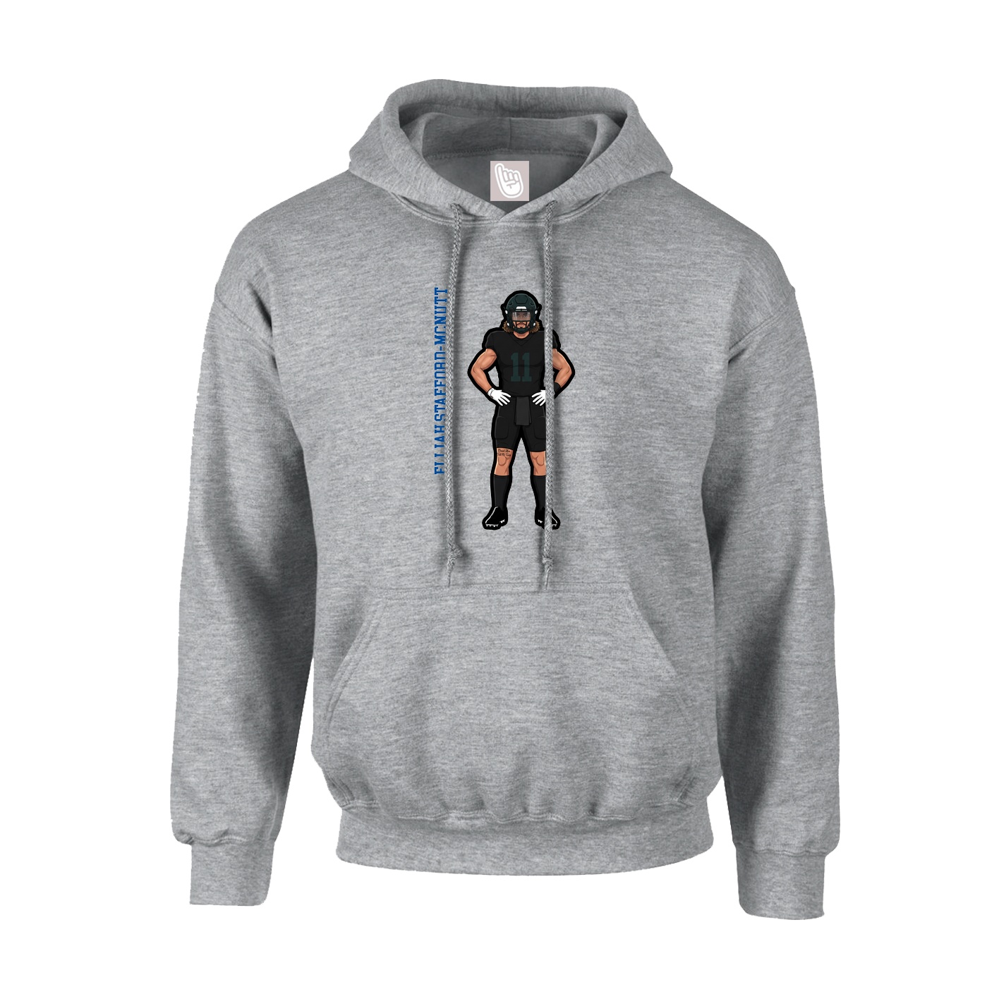 Youth Hoodie — Name Vertical in Grey