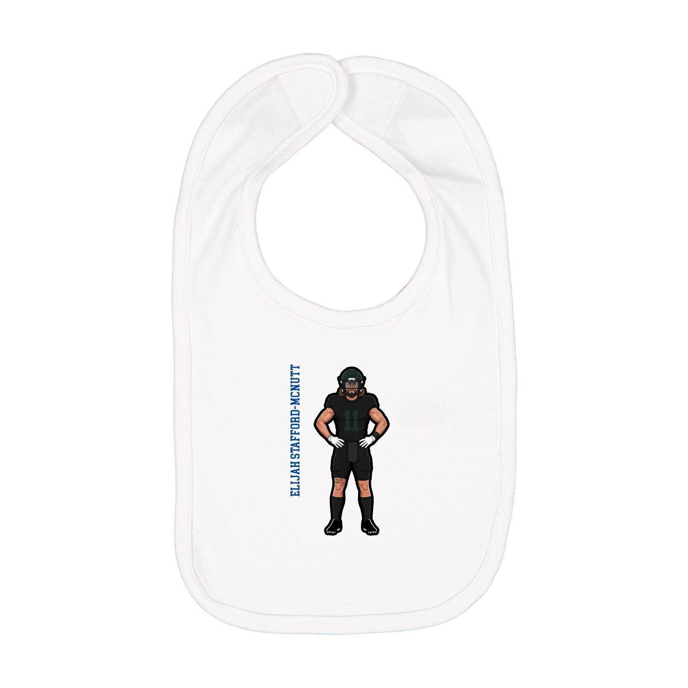 Infant Bib — Name Vertical in White