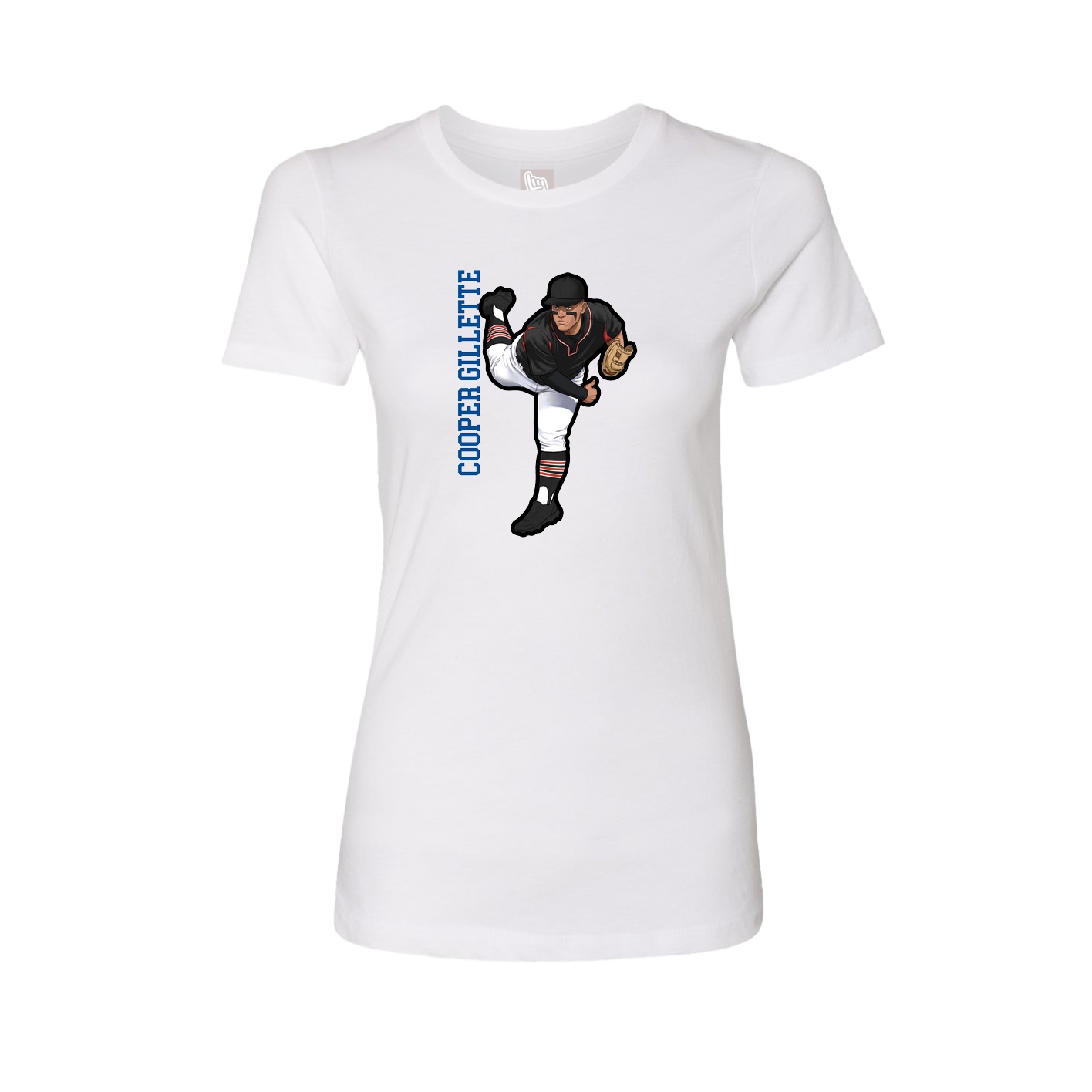 Womens Tee — Name Vertical in White
