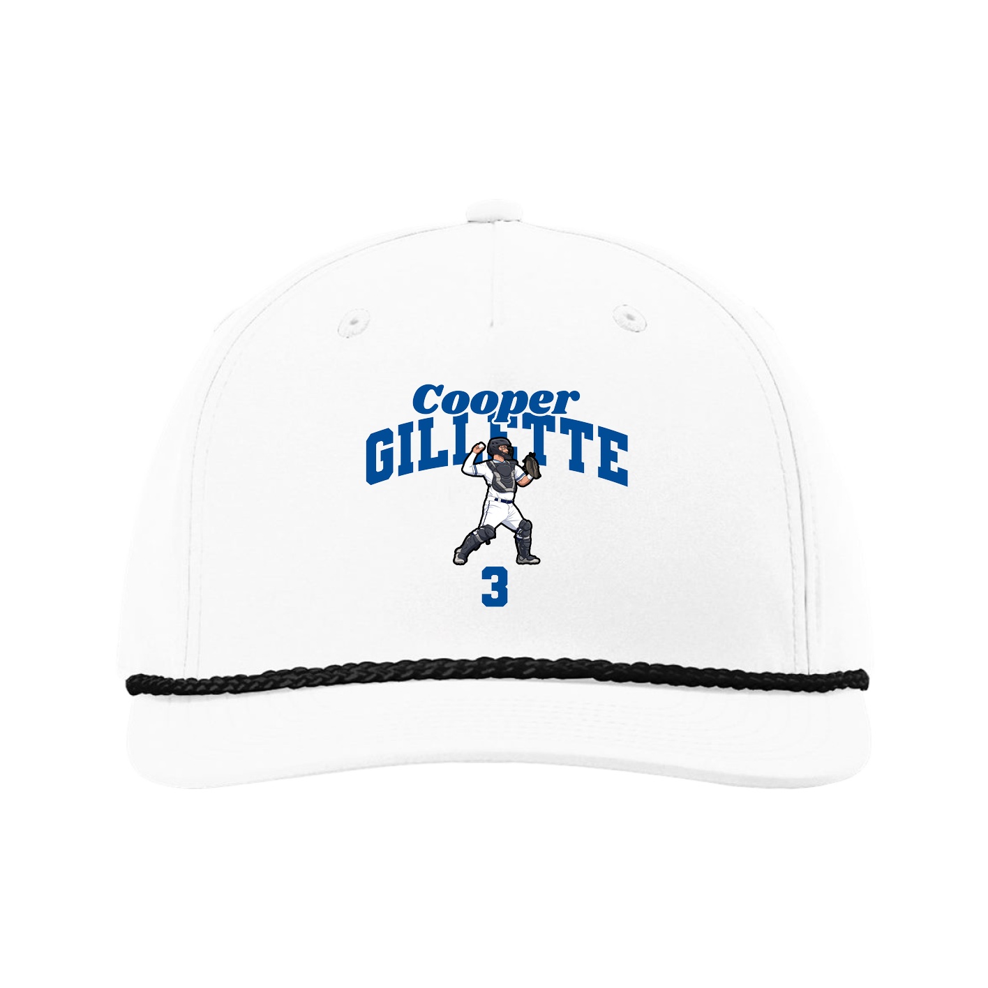 Five-Panel Classic Rope Cap — Signature Arch in White