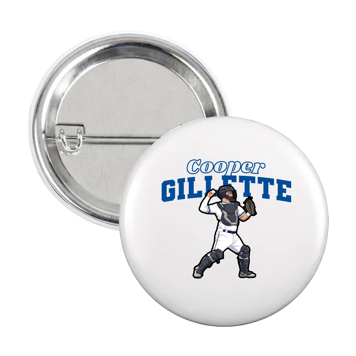 Game Day Button — Name Arch in White