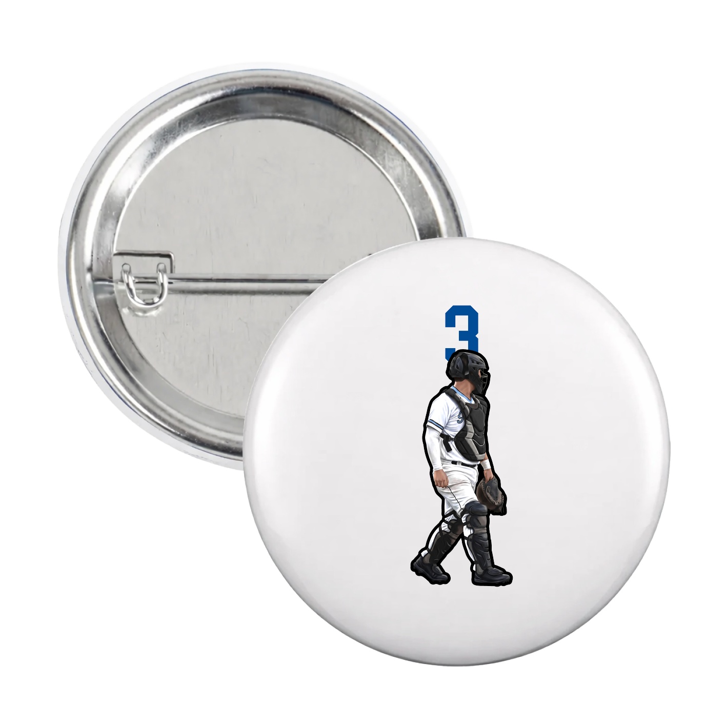 Game Day Button — Number Top in White