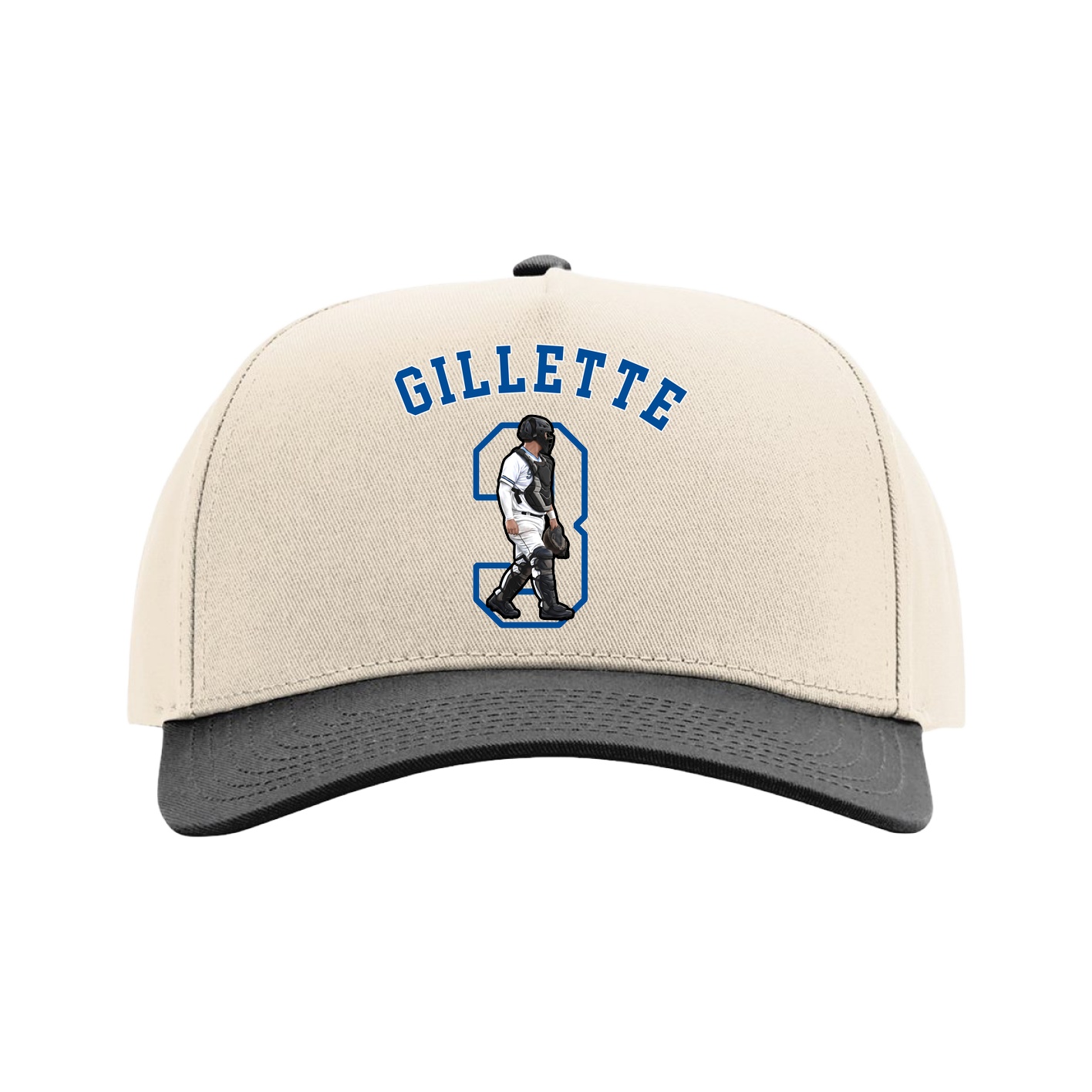 Full Fabric Five-Panel Champ Cap — Shirsey Arch in Cream/Black