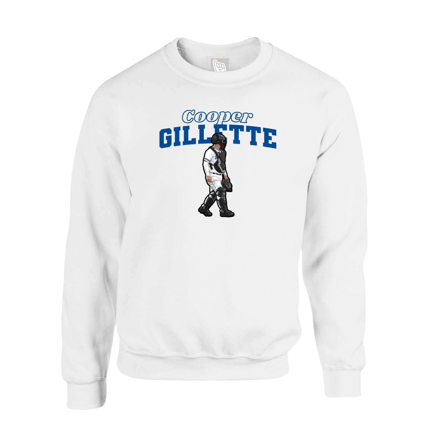 Fleece Crew — Name Arch in White