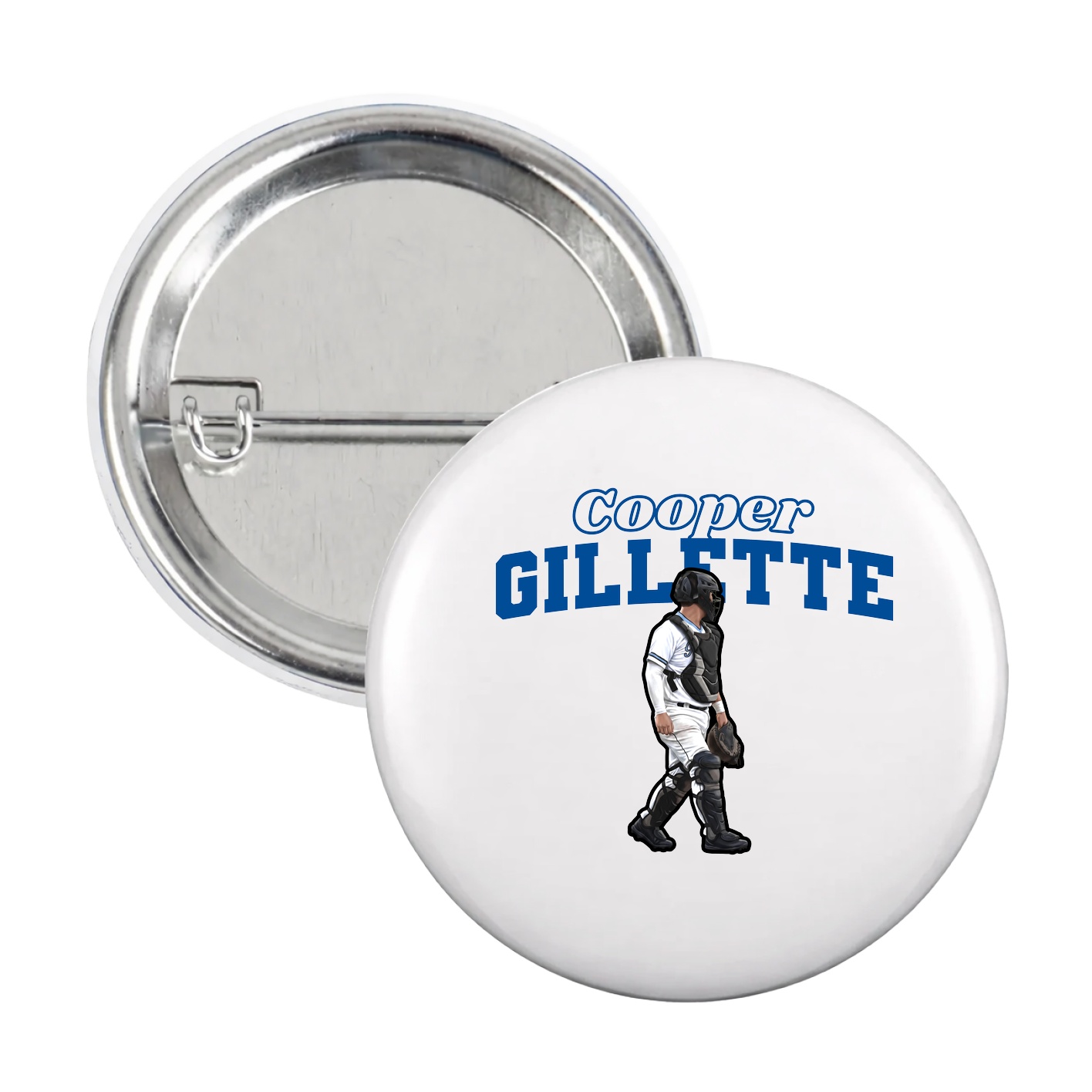 Game Day Button — Name Arch in White