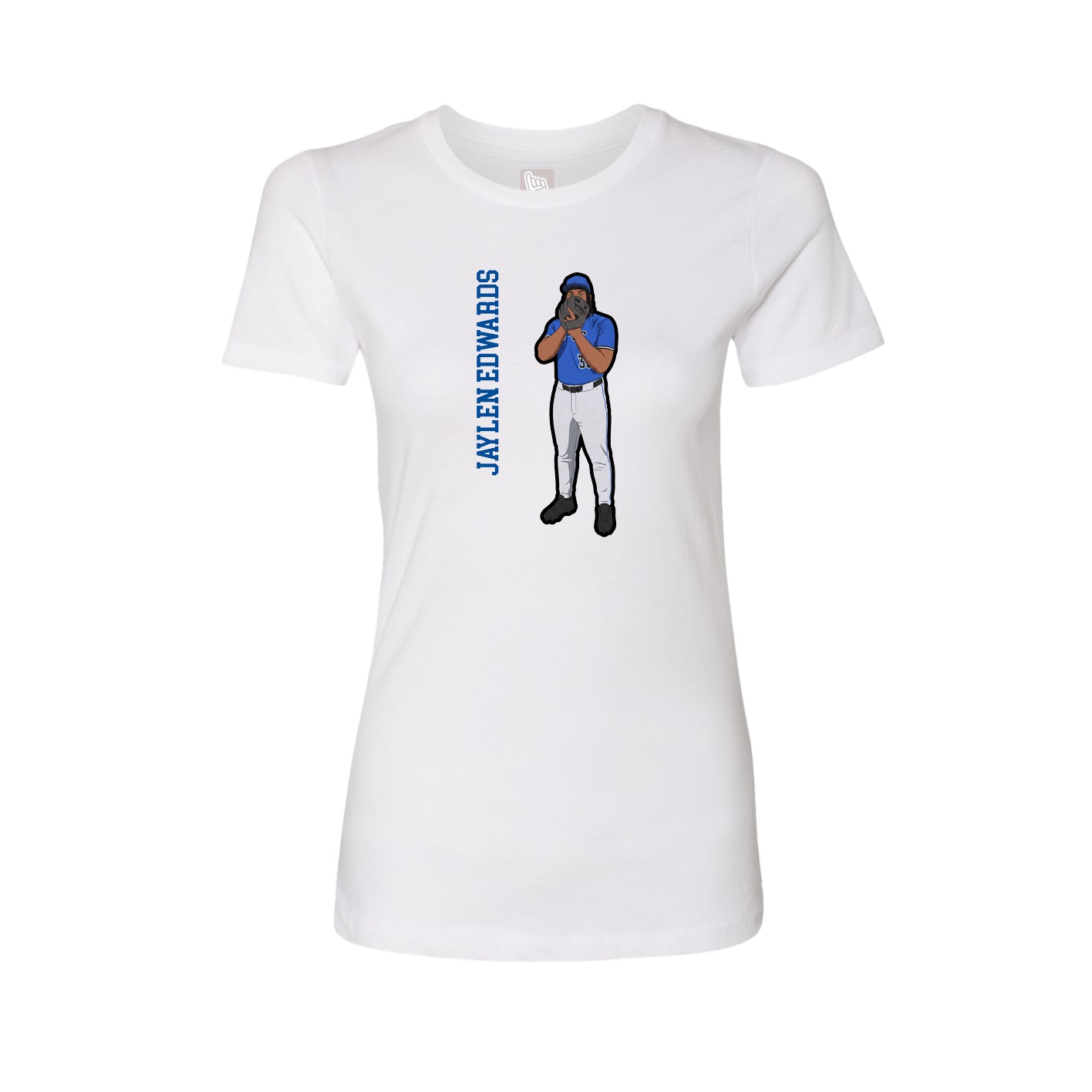 Fitted Women's Tee — Name Vertical in White