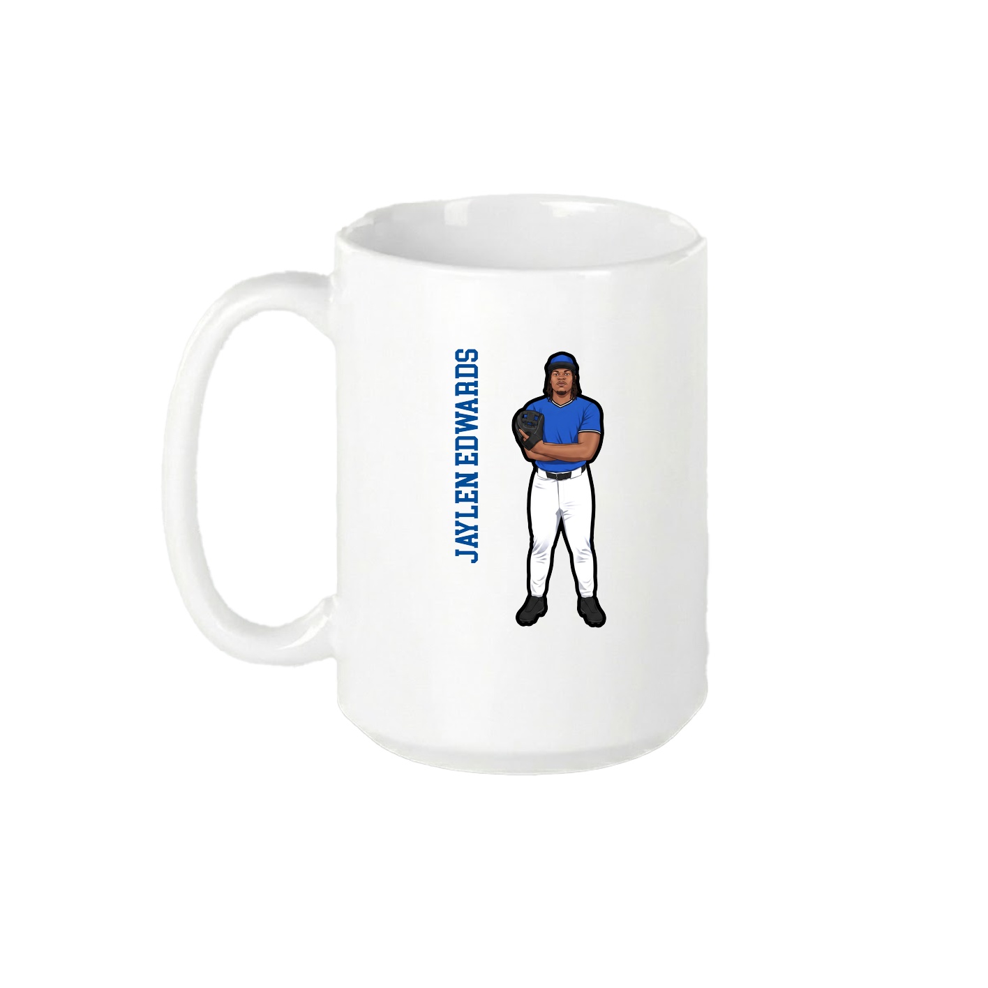 15oz Coffee Mug — Name Vertical in White
