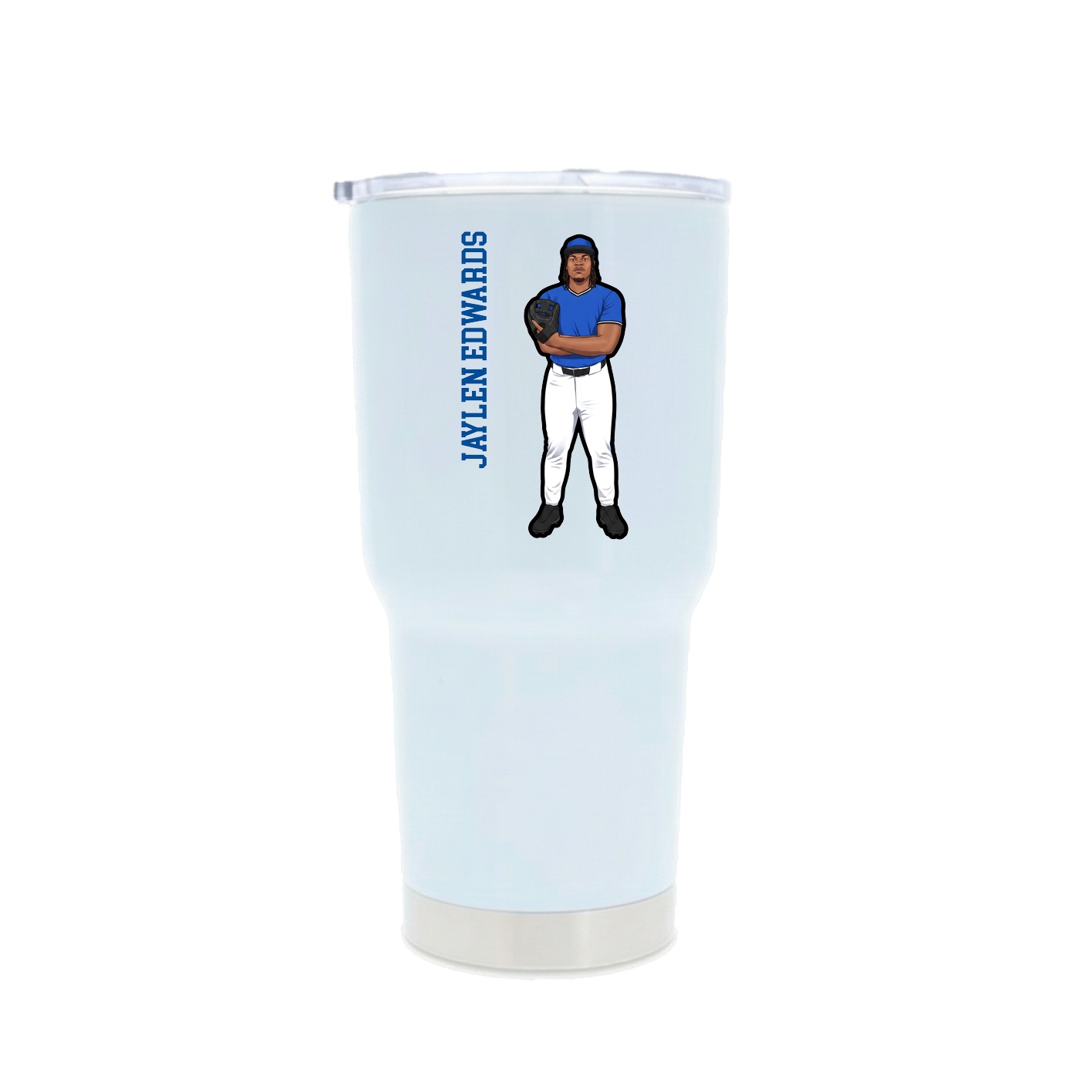 30oz Stainless Steel Tumbler — Name Vertical in White