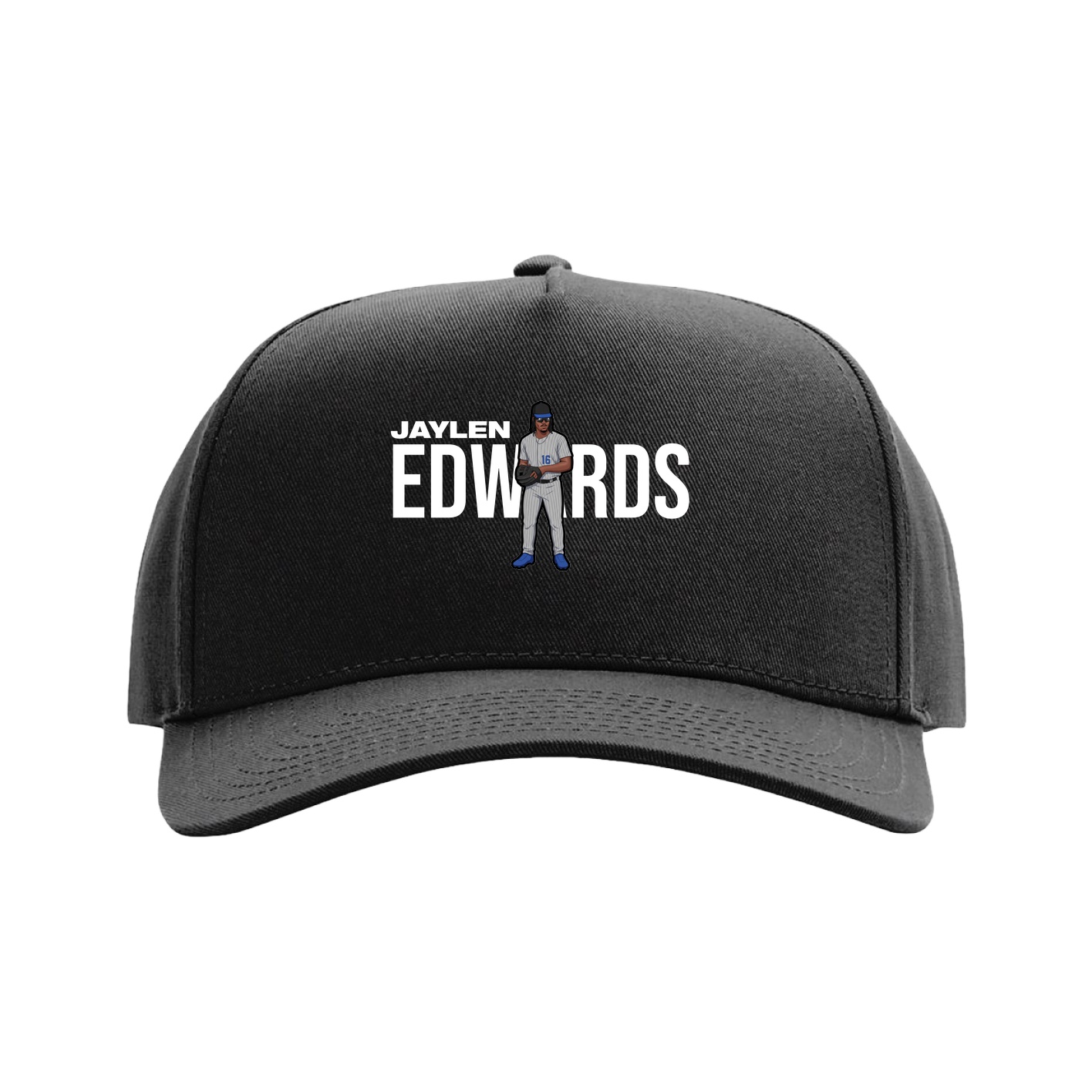 Full Fabric Five-Panel Champ Cap — Player Name in Black