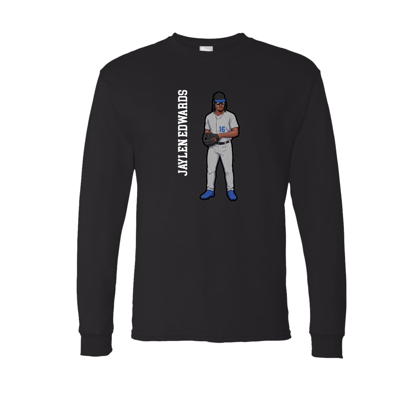 Long Sleeve Tee — Name Vertical in Black