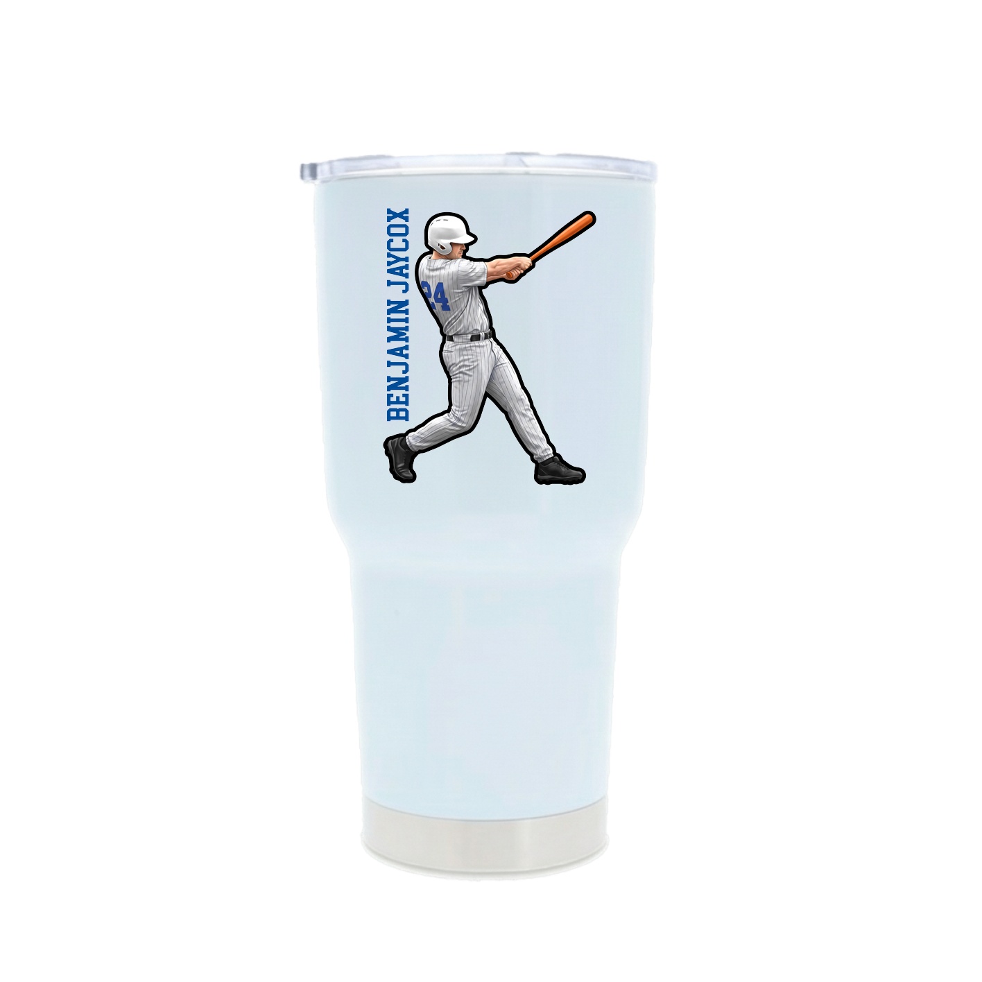 30oz Stainless Steel Tumbler — Name Vertical in White