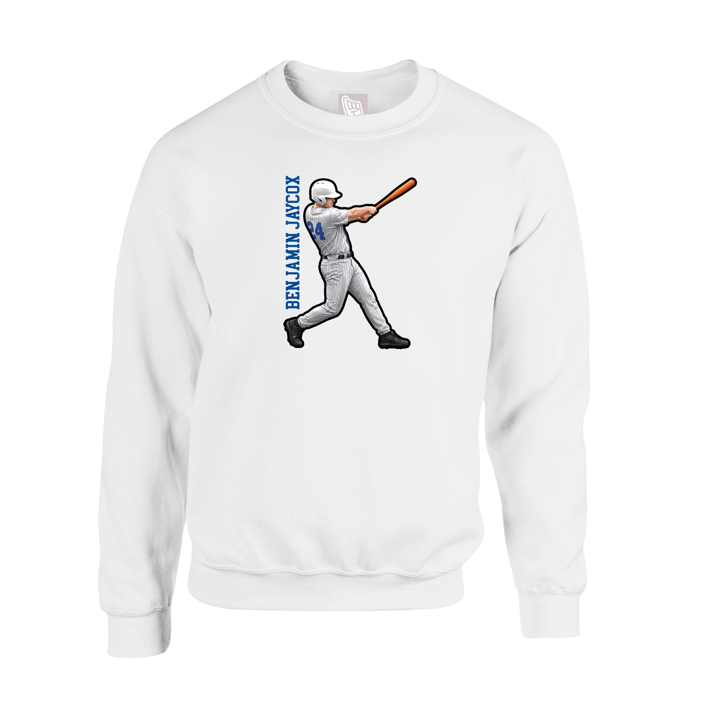 Fleece Crew — Name Vertical in White
