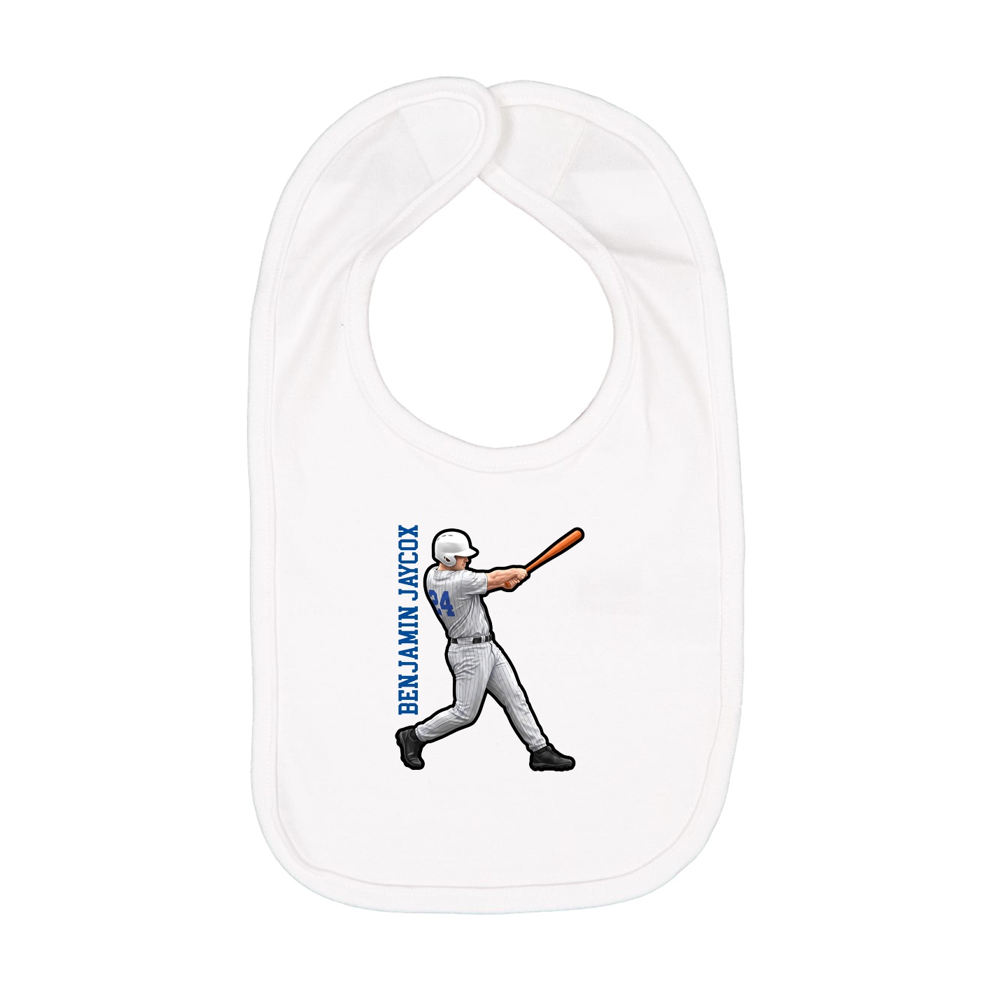 Infant Bib — Name Vertical in White
