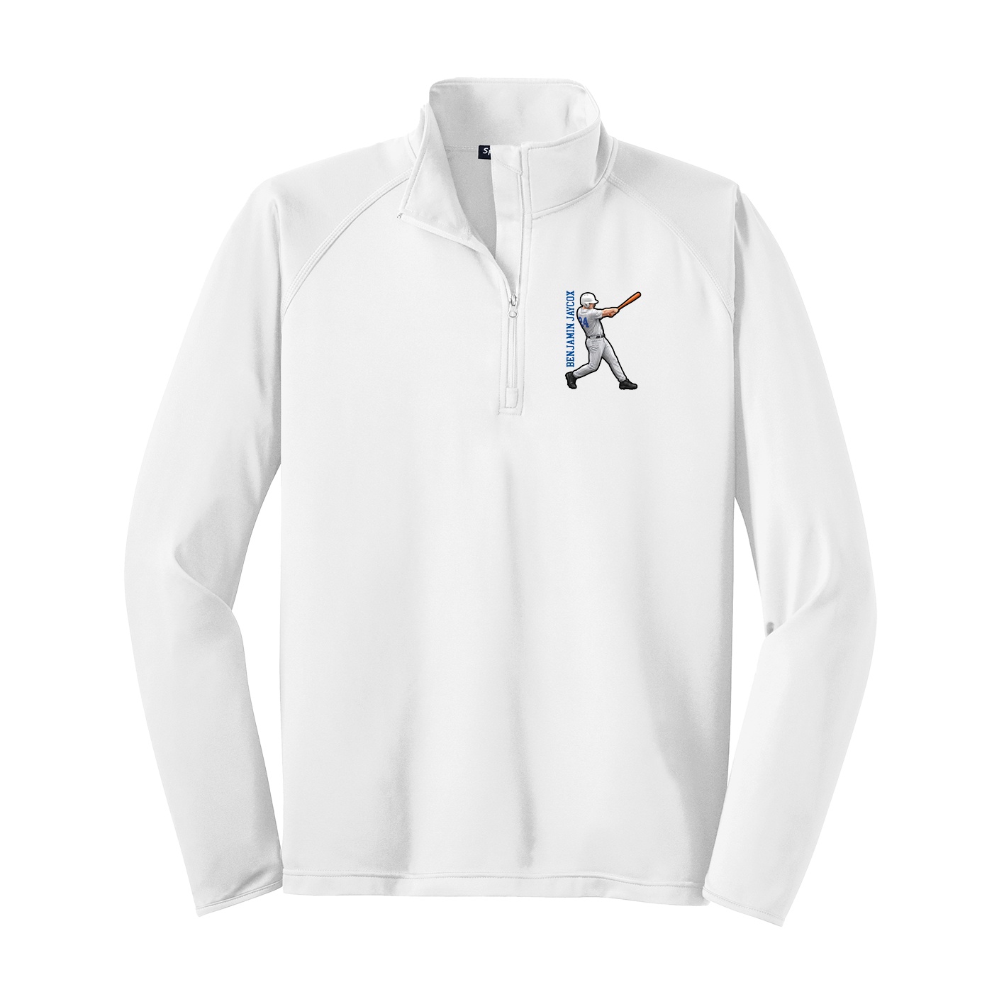 Q-Zip Pullover — Name Vertical in White