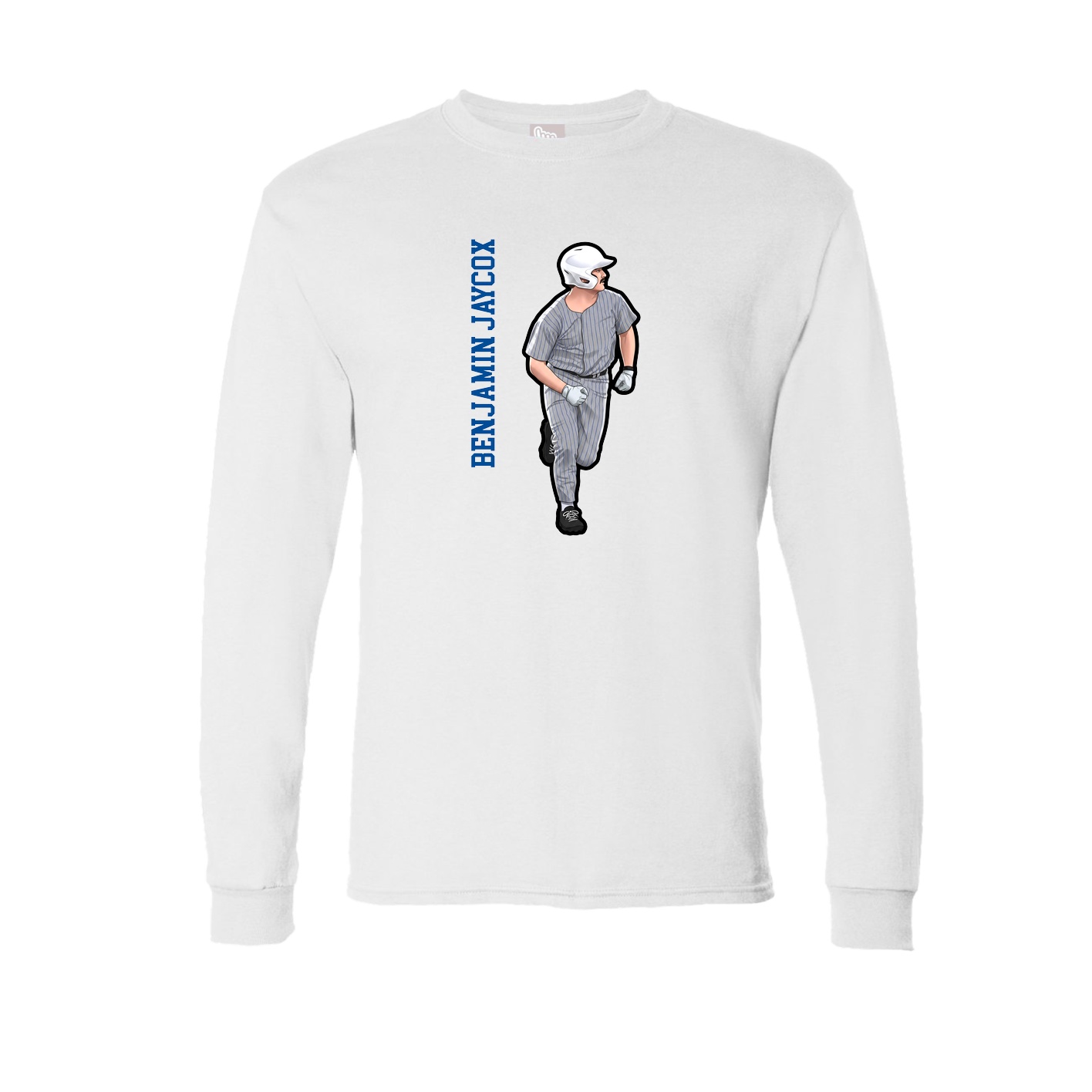 Long Sleeve Tee — Name Vertical in White