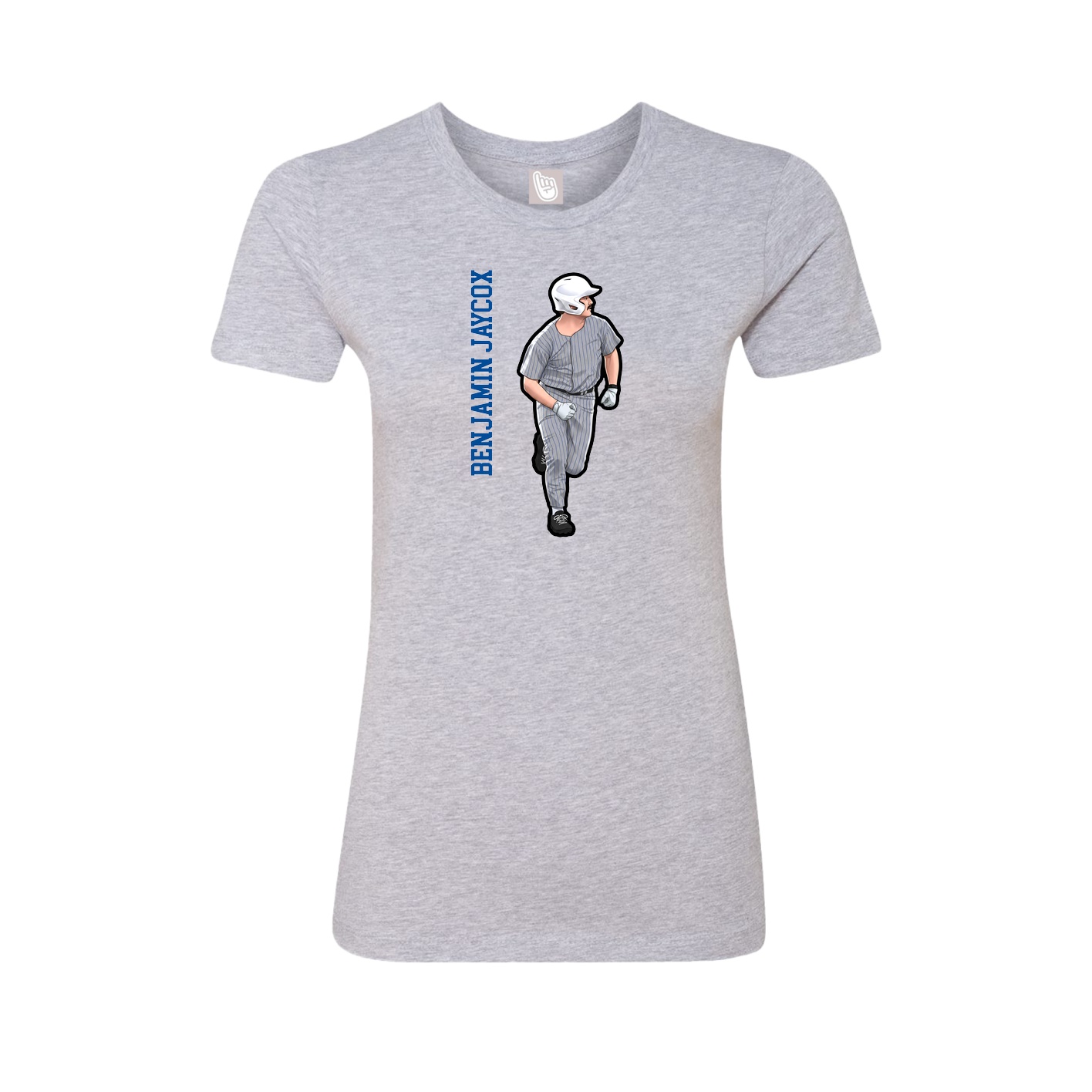 Fitted Women's Tee — Name Vertical in Grey