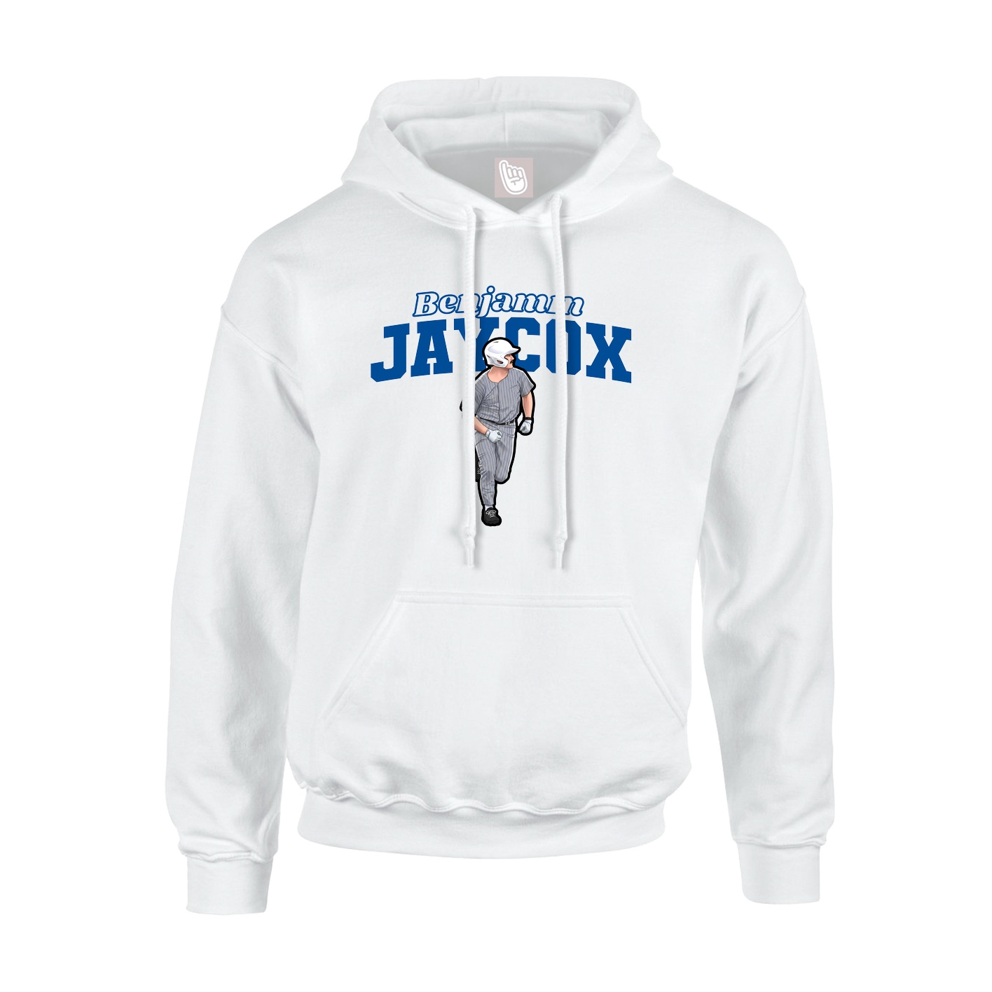 Youth Hoodie — Name Arch in White