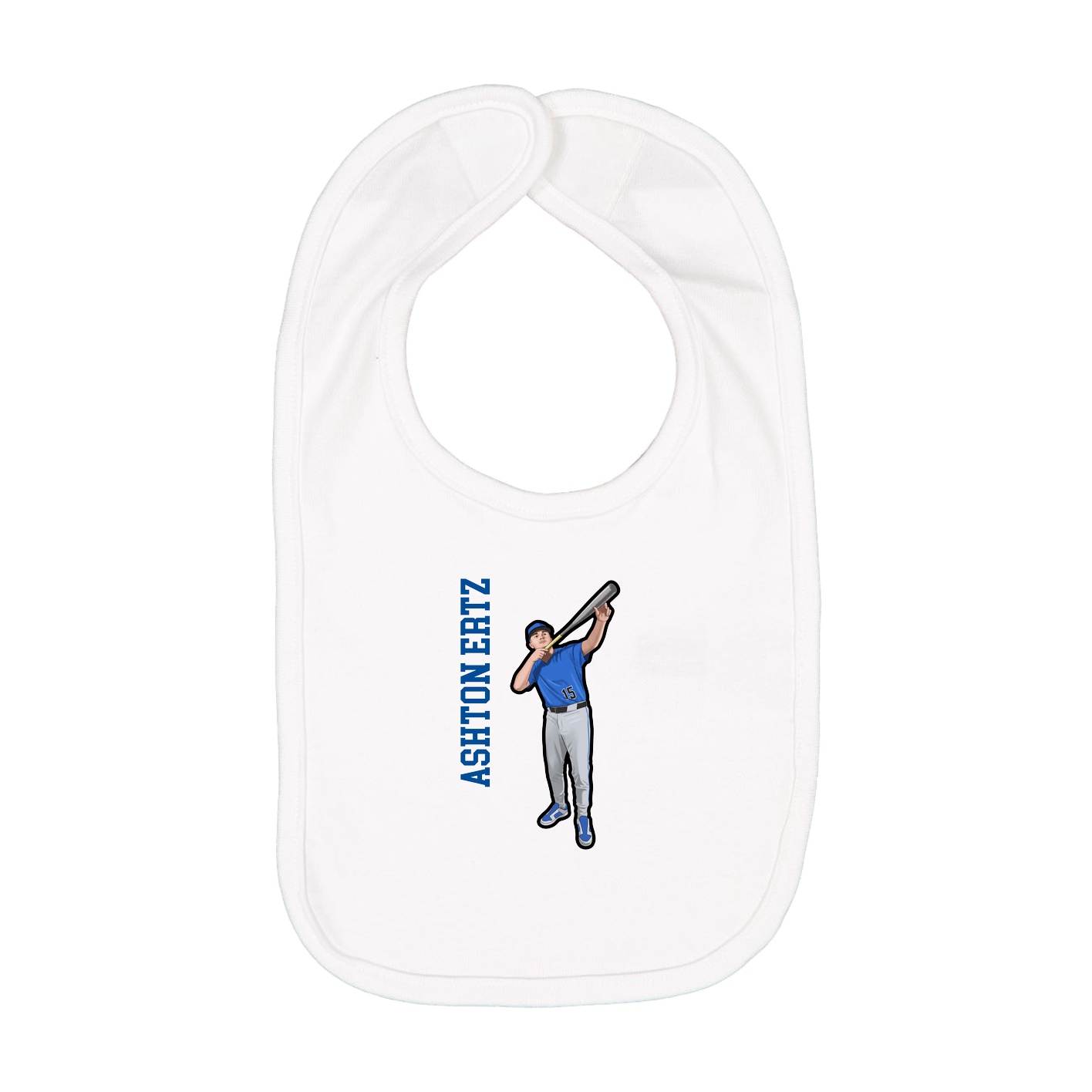 Infant Bib — Name Vertical in White