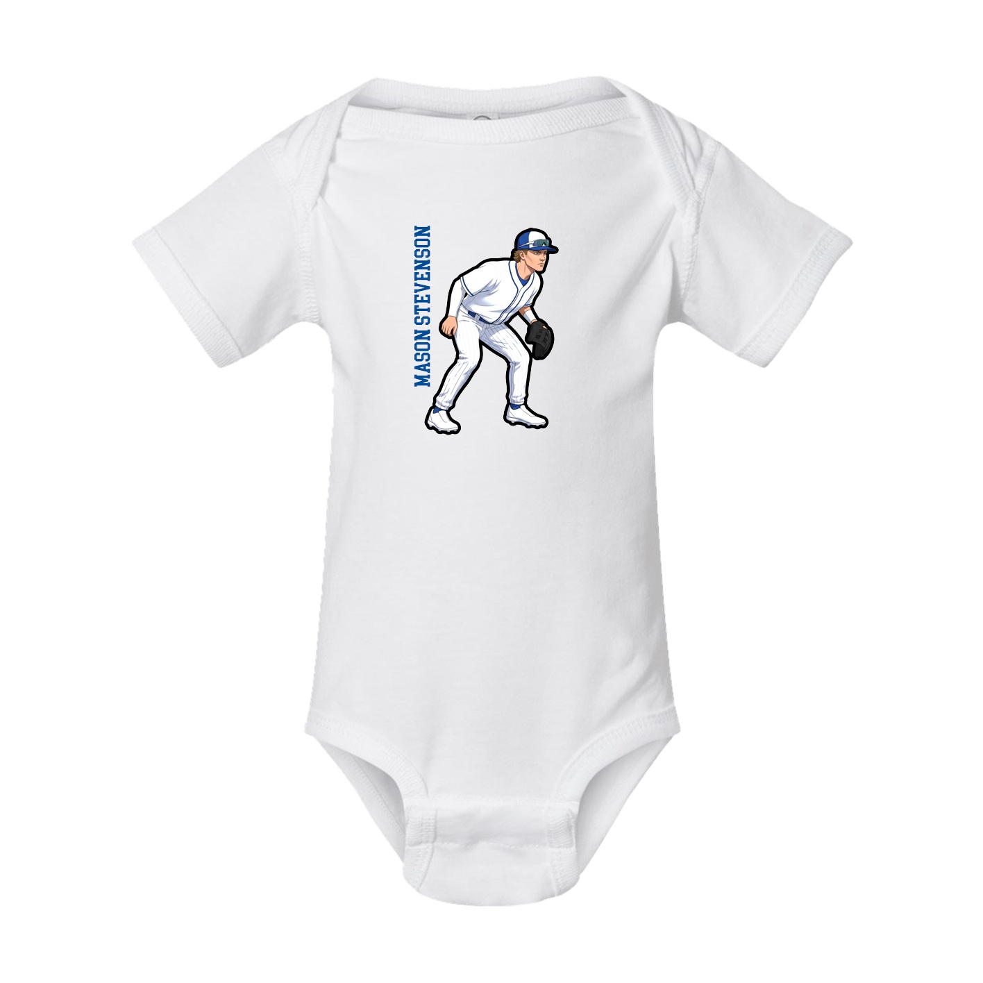 Baby Onesie — Name Vertical in White