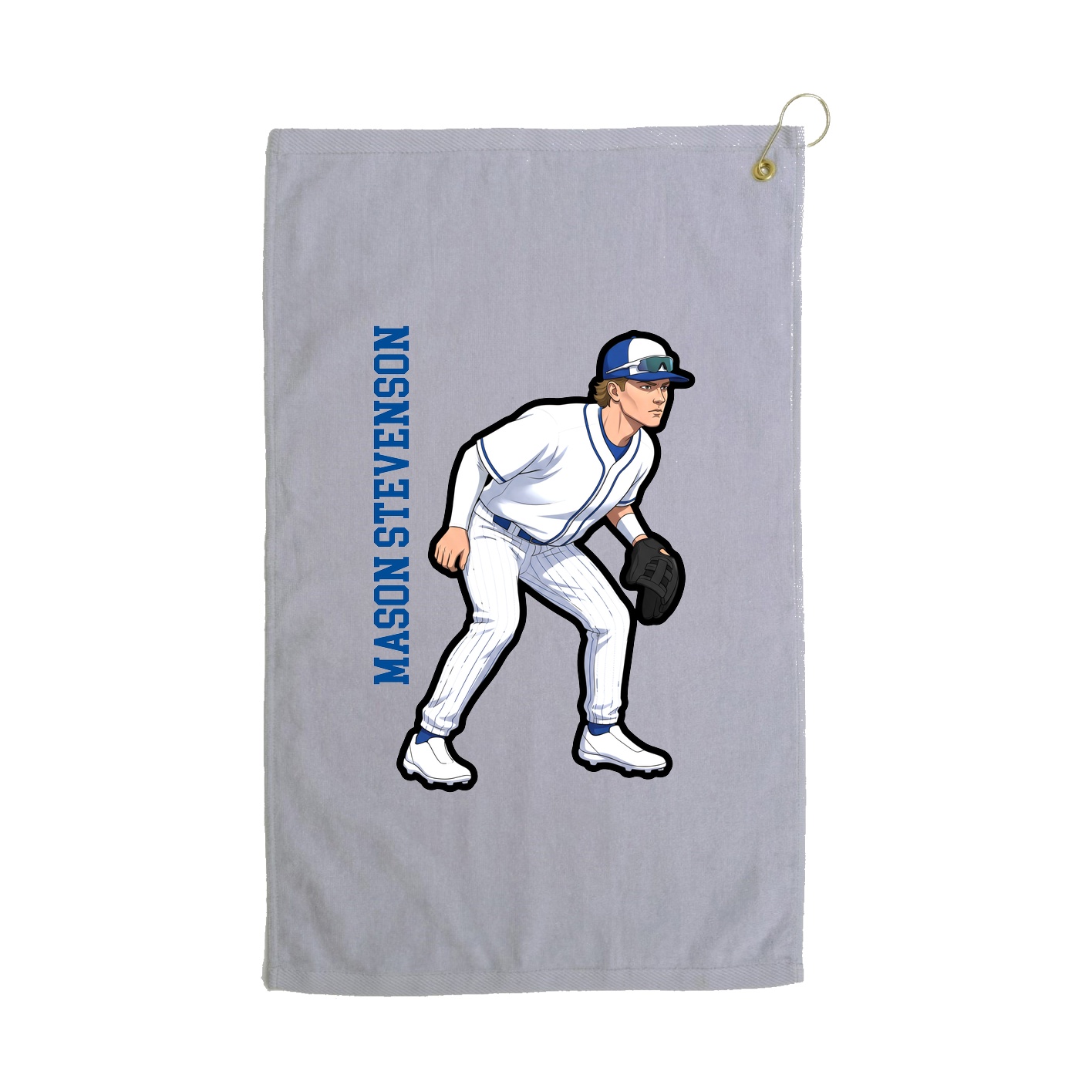 Golf Towel — Name Vertical in Grey