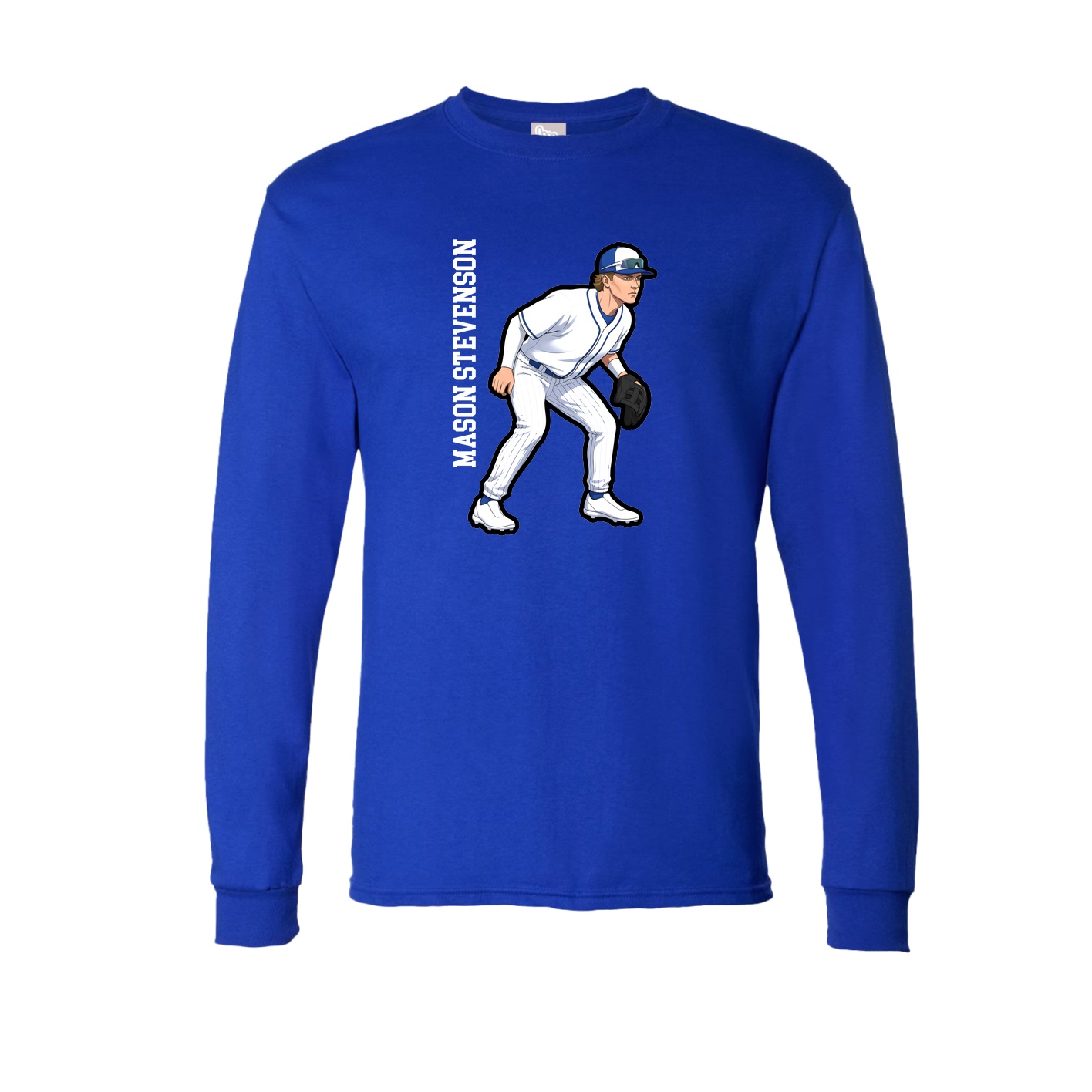 Long Sleeve Tee — Name Vertical in Royal