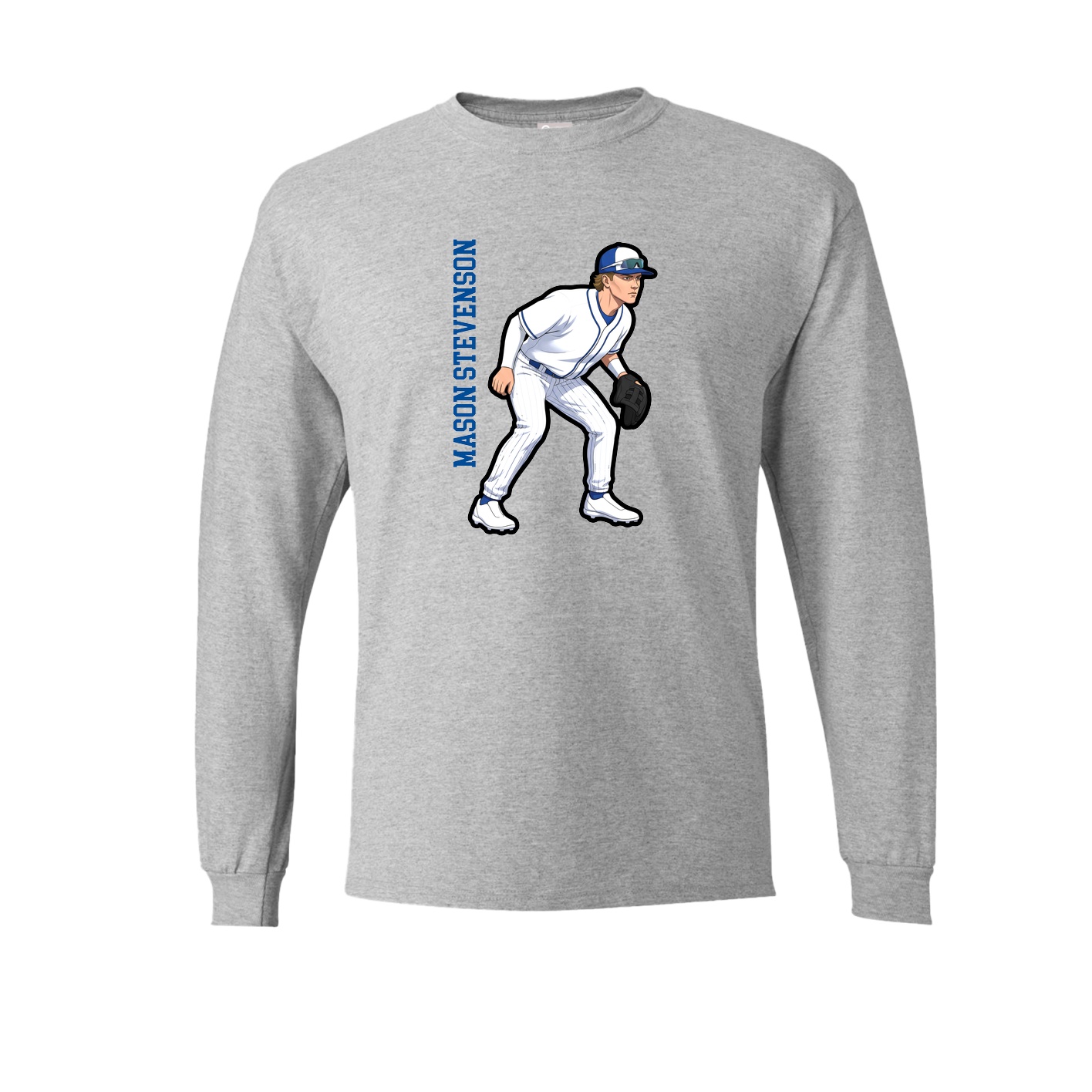 Long Sleeve Tee — Name Vertical in Grey