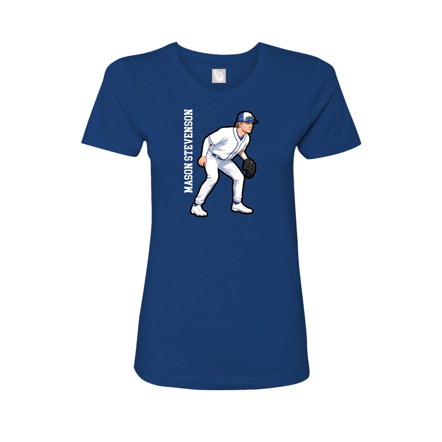 Fitted Women's Tee — Name Vertical in Royal