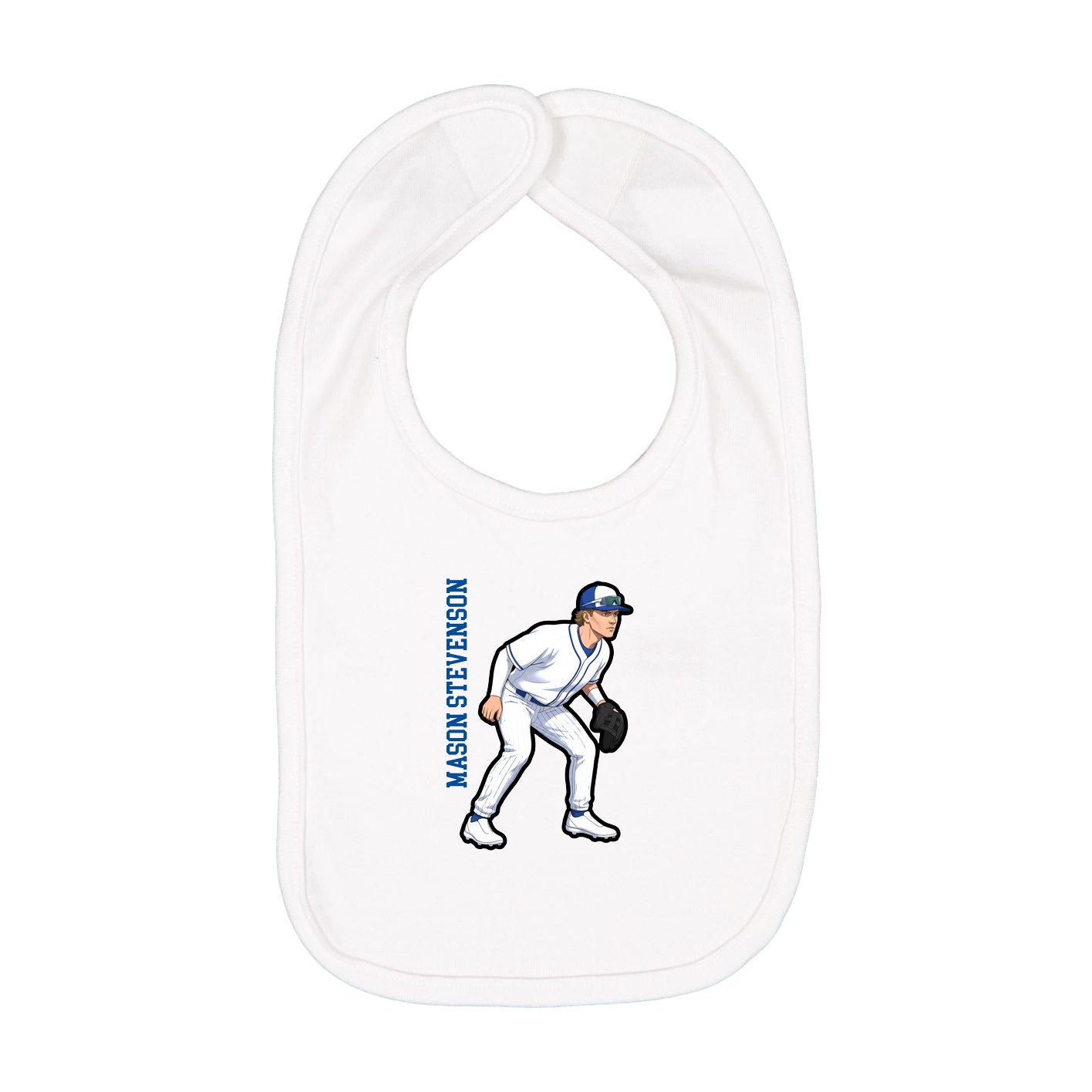 Infant Bib — Name Vertical in White