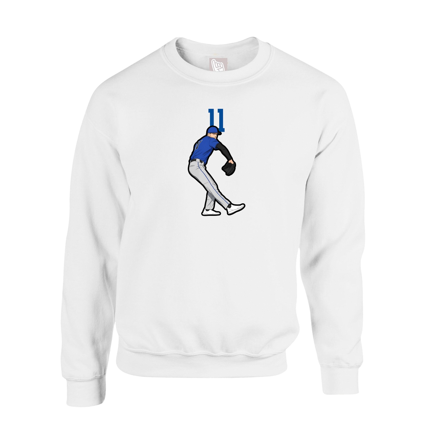 Fleece Crew — Number Top in White