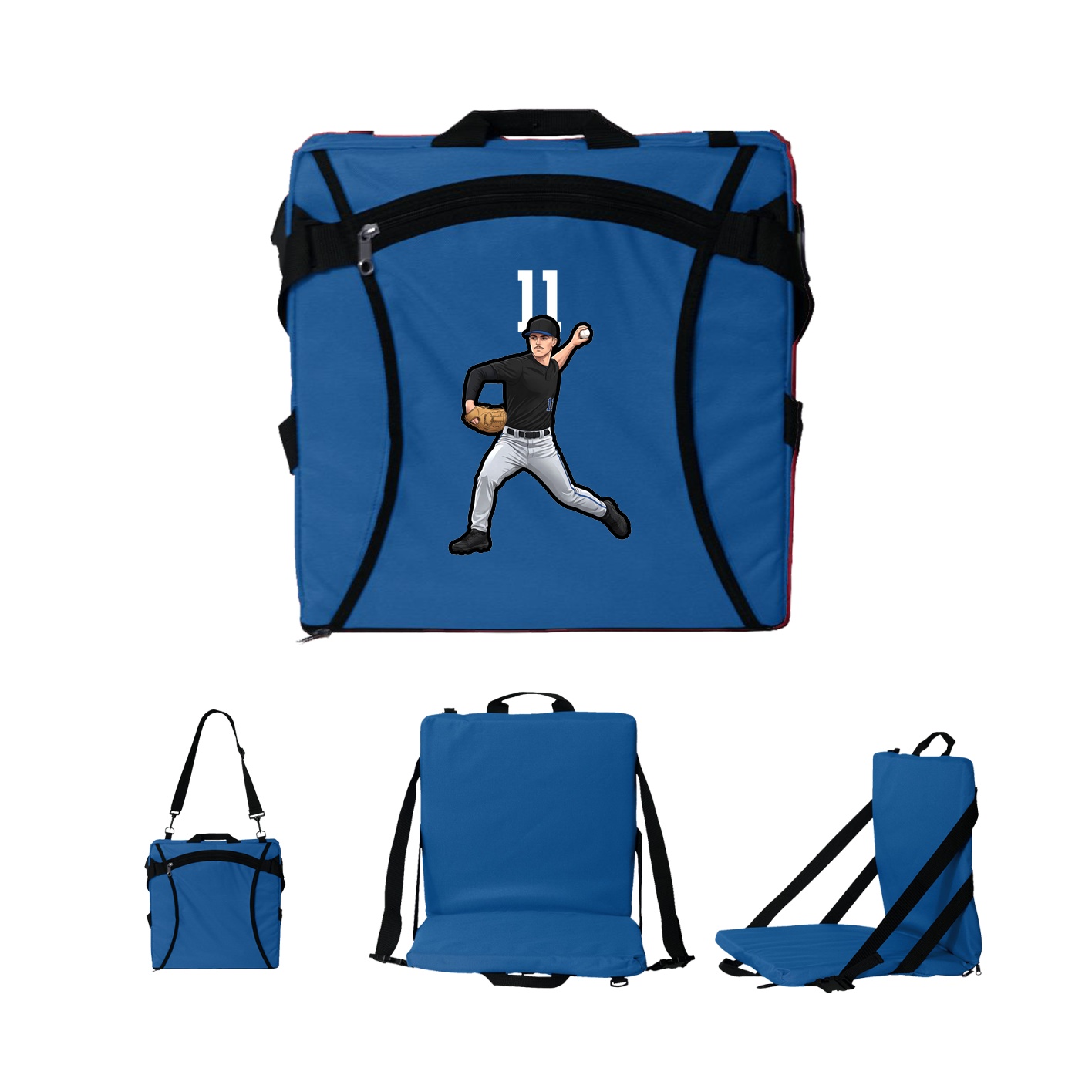 Folding Stadium Seat — Number Top in Royal