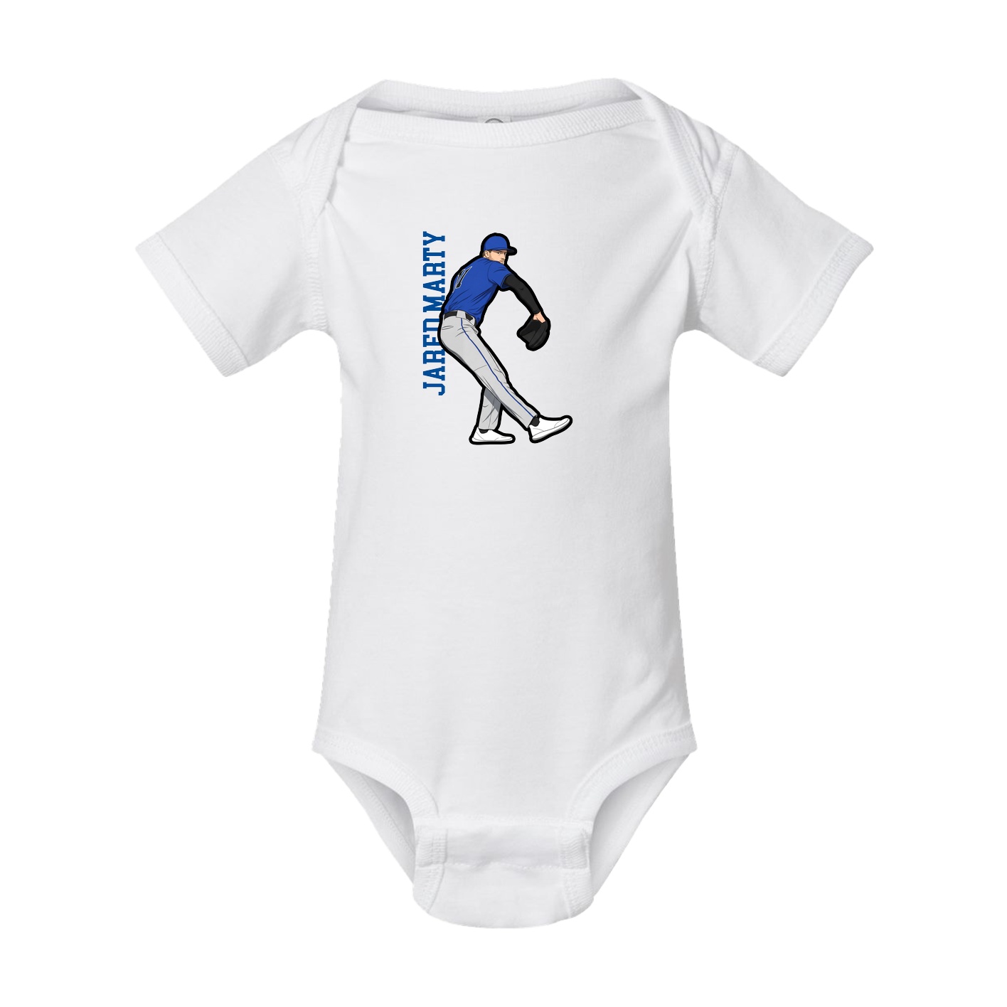 Baby Onesie — Name Vertical in White