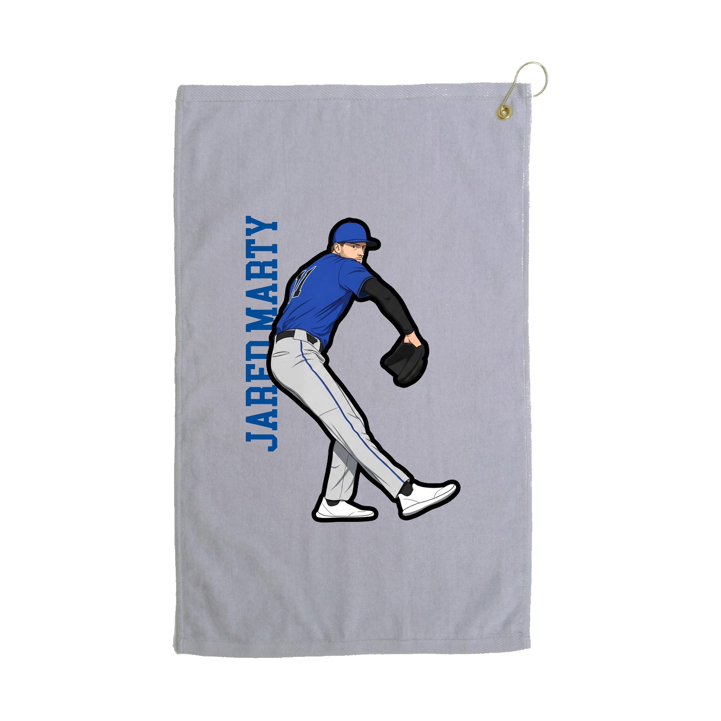 Golf Towel — Name Vertical in Grey