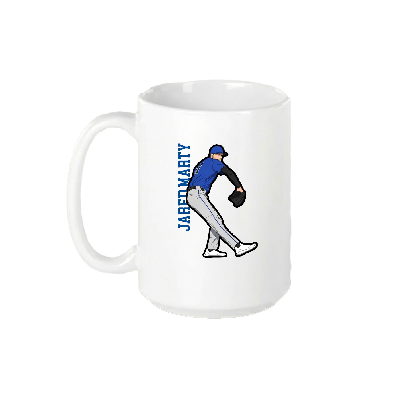 15oz Coffee Mug — Name Vertical in White