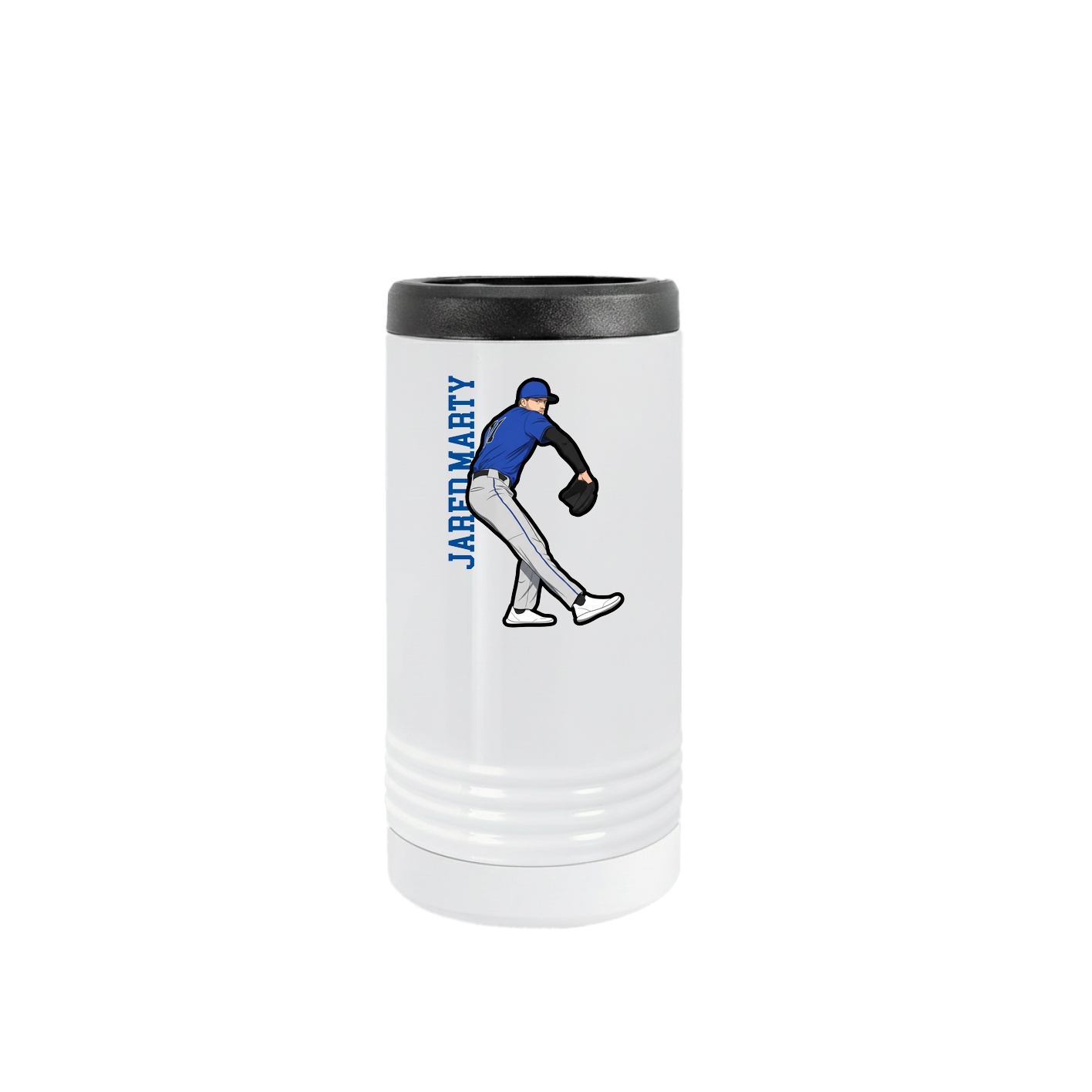 Slim Beverage Holder — Name Vertical in White