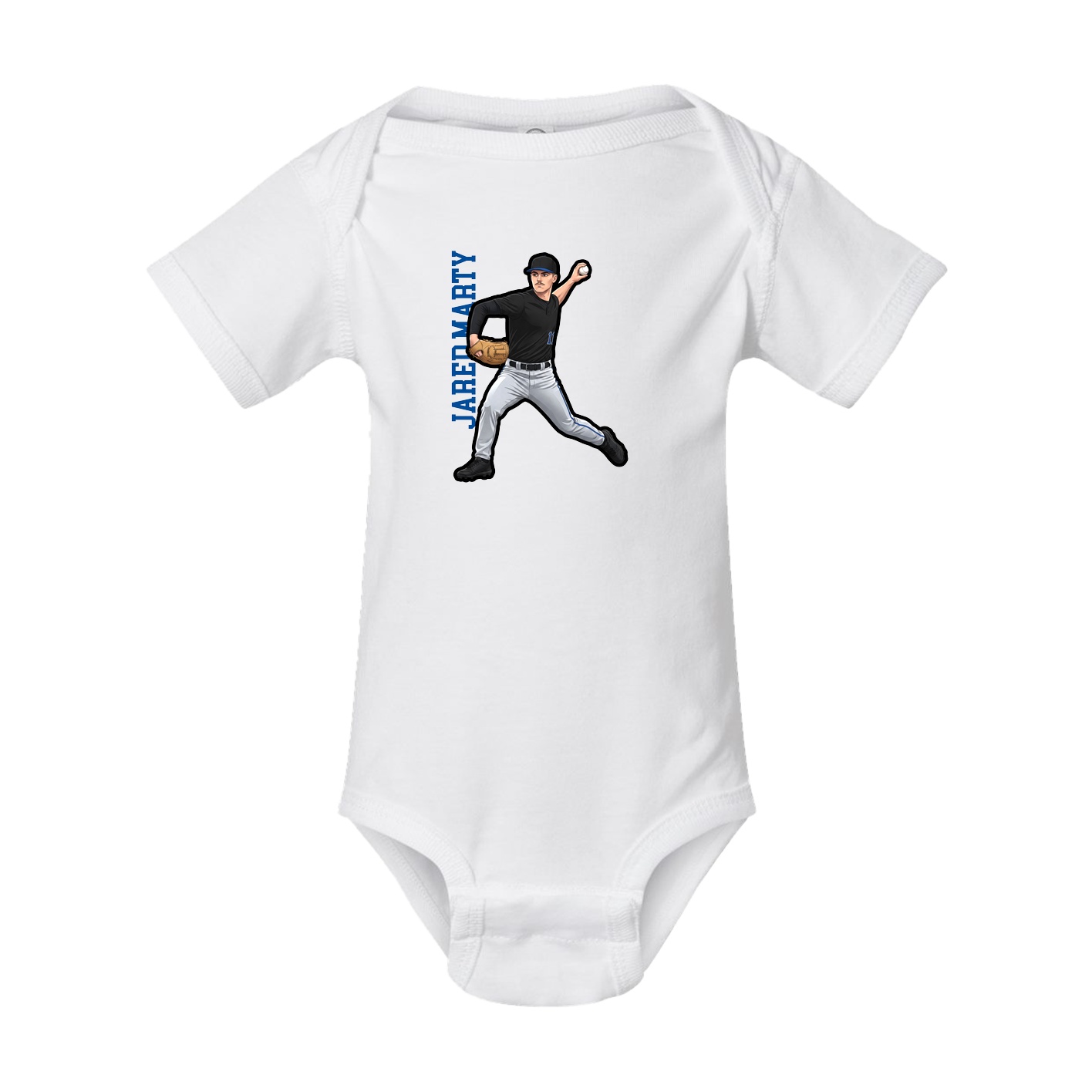 Baby Onesie — Name Vertical in White