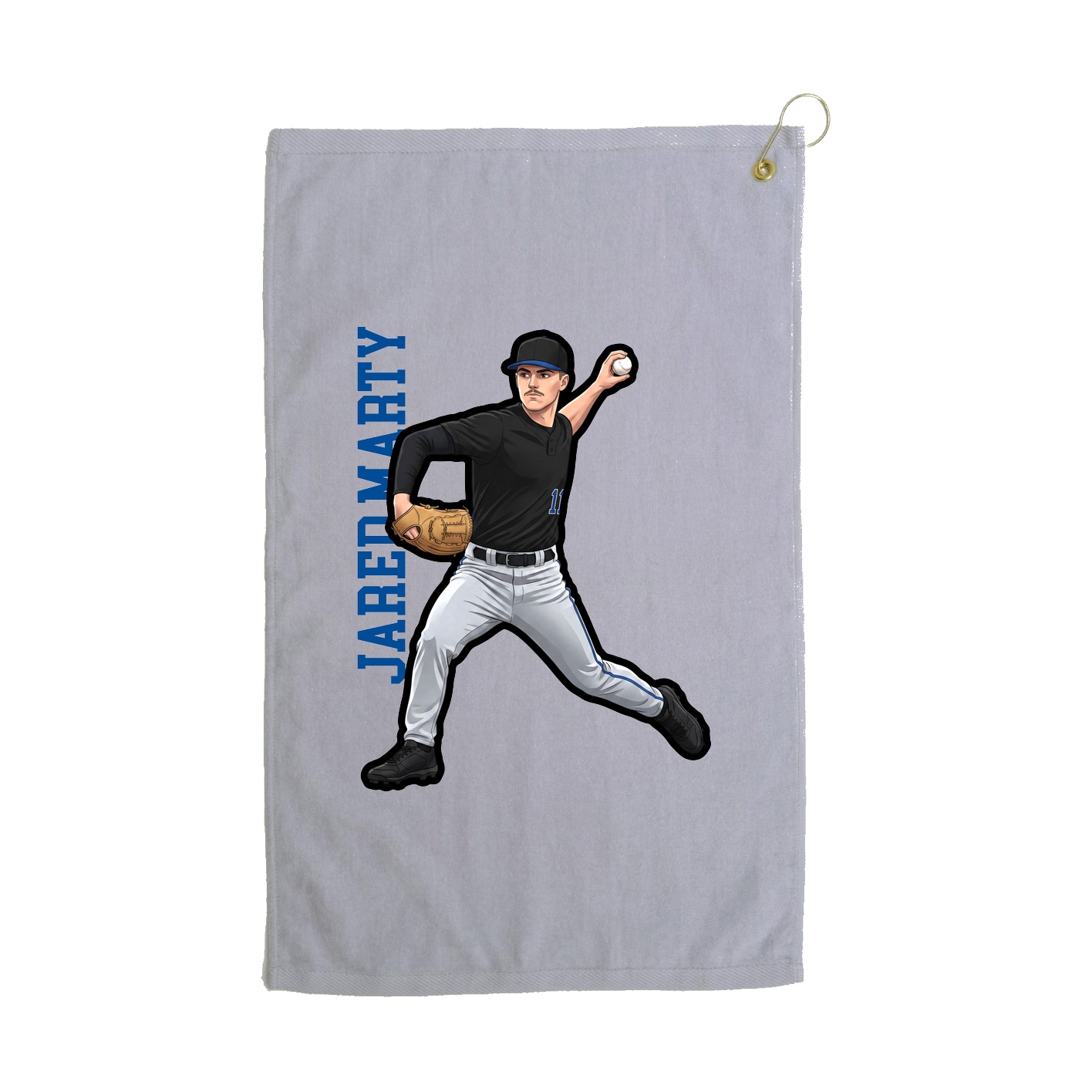 Golf Towel — Name Vertical in Grey