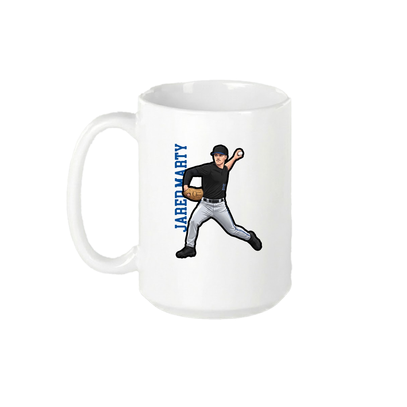 15oz Coffee Mug — Name Vertical in White