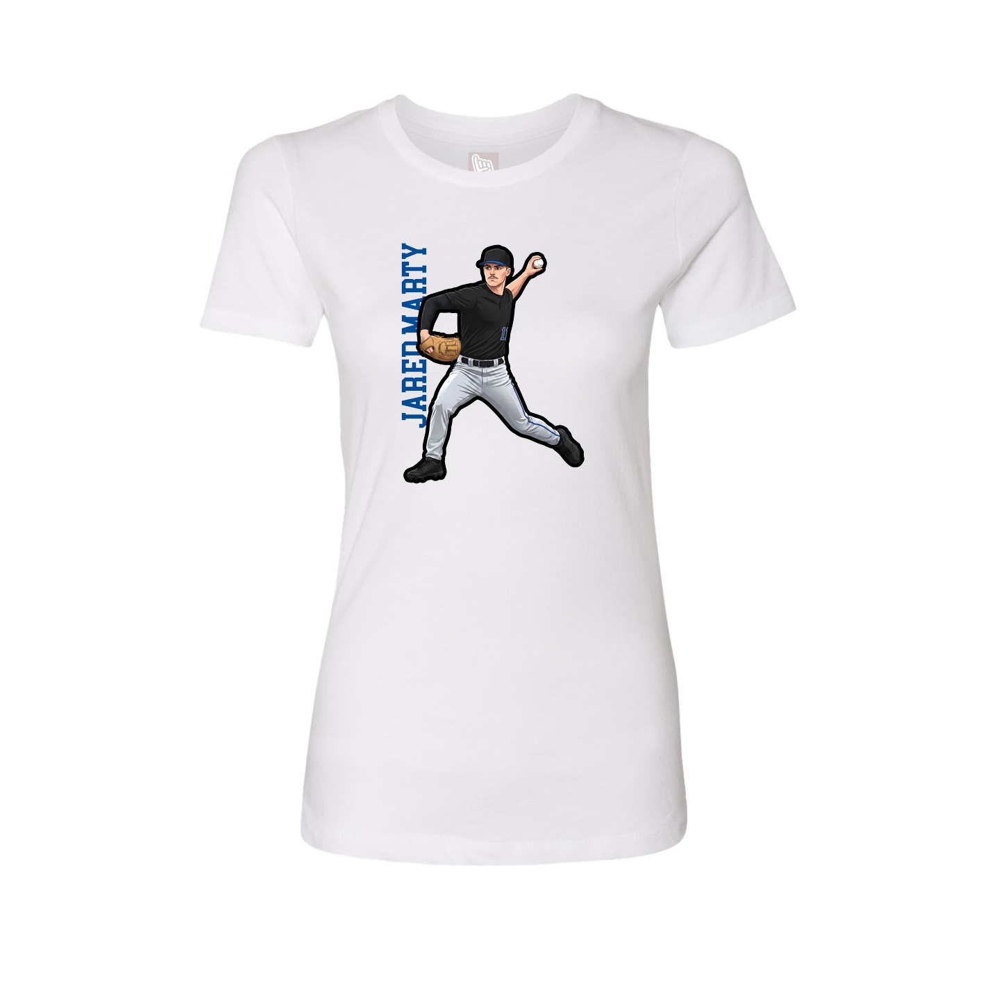 Womens Tee — Name Vertical in White