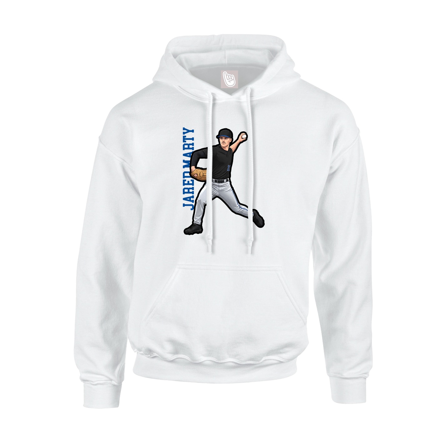 Youth Hoodie — Name Vertical in White