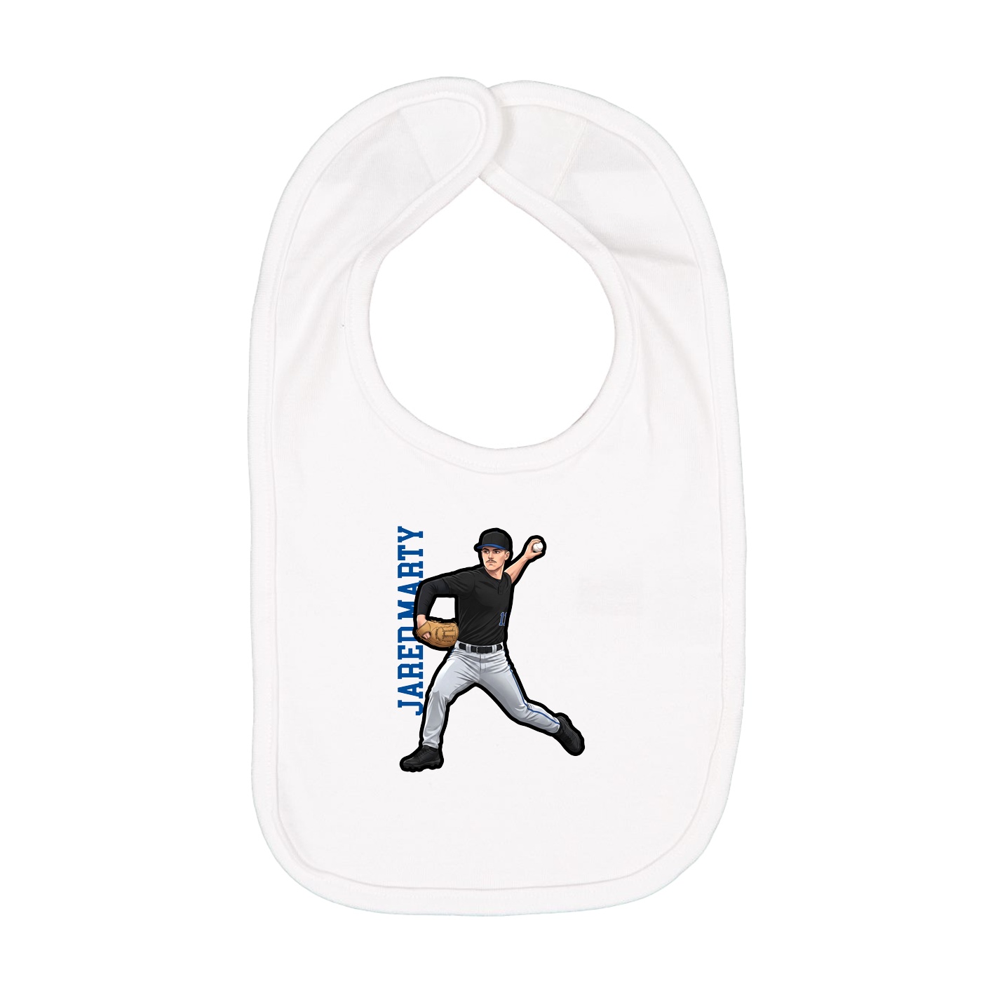 Infant Bib — Name Vertical in White