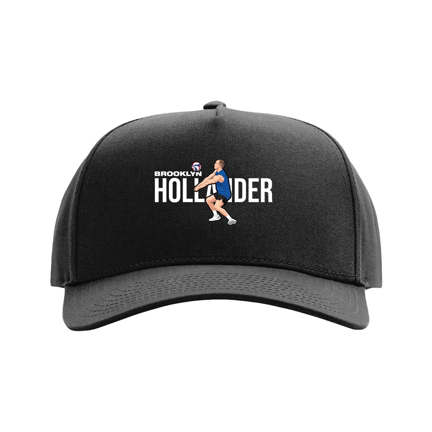 Full Fabric Five-Panel Champ Cap — Player Name in Black